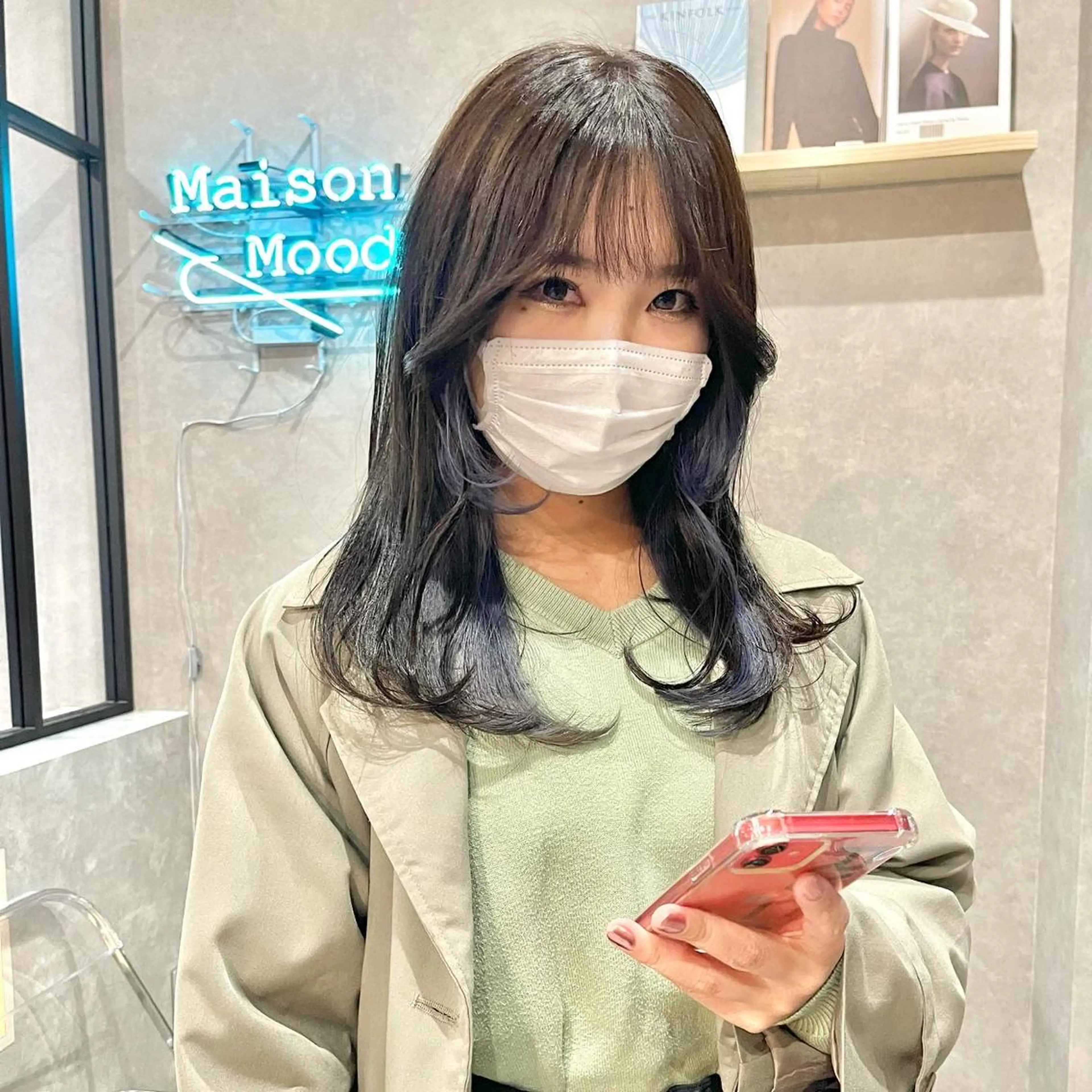 ミディアム カラー カット ヘアカラー トリートメント 一ノ瀬 暁のヘアスタイル