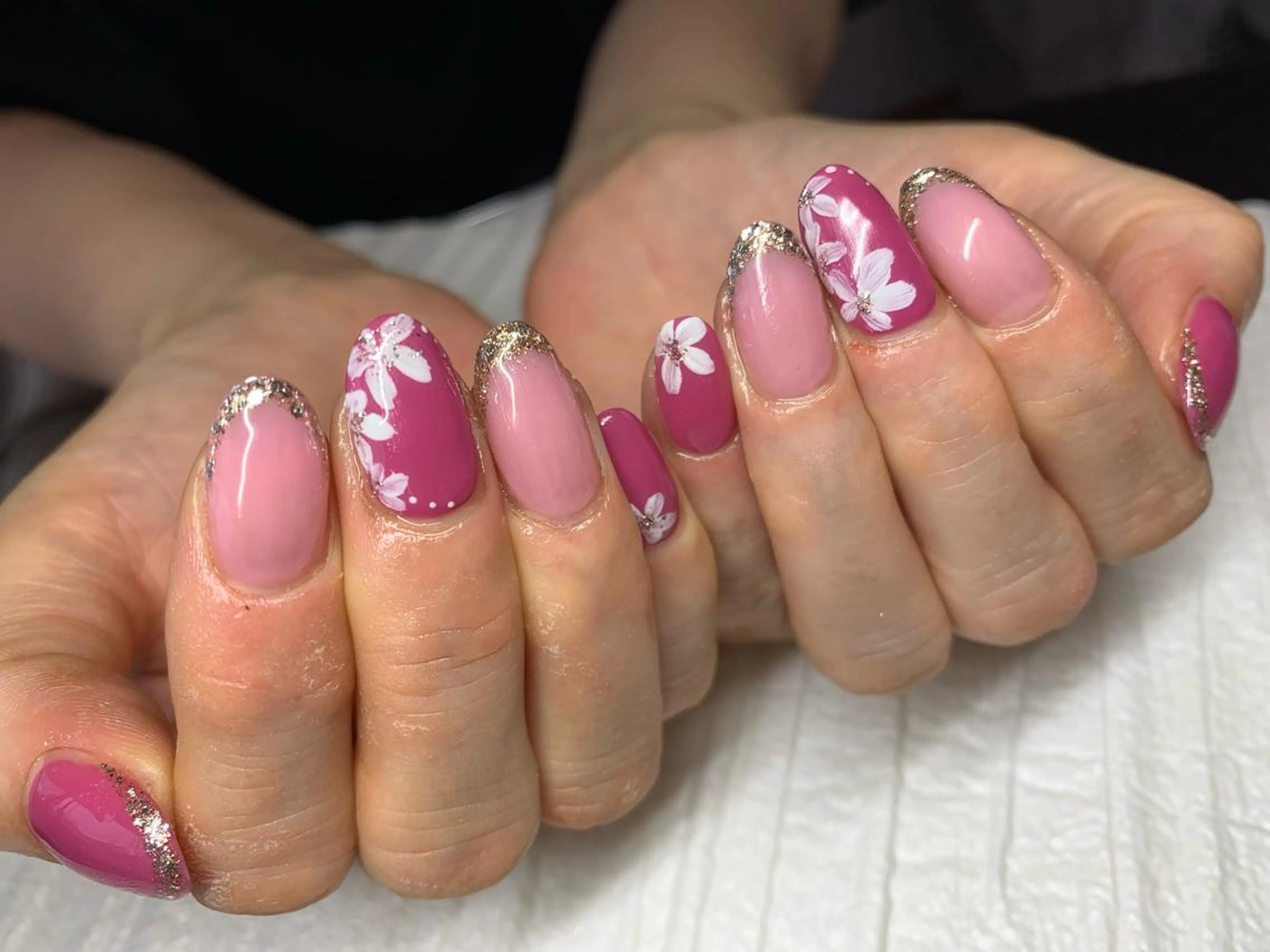 ネイル フレンチネイル ガラスフレンチ ピンク 夏ネイル Nail &Beauty Salon ☆Kirari☆所属・ビューティサロン ☆Kirari☆のネイルデザイン