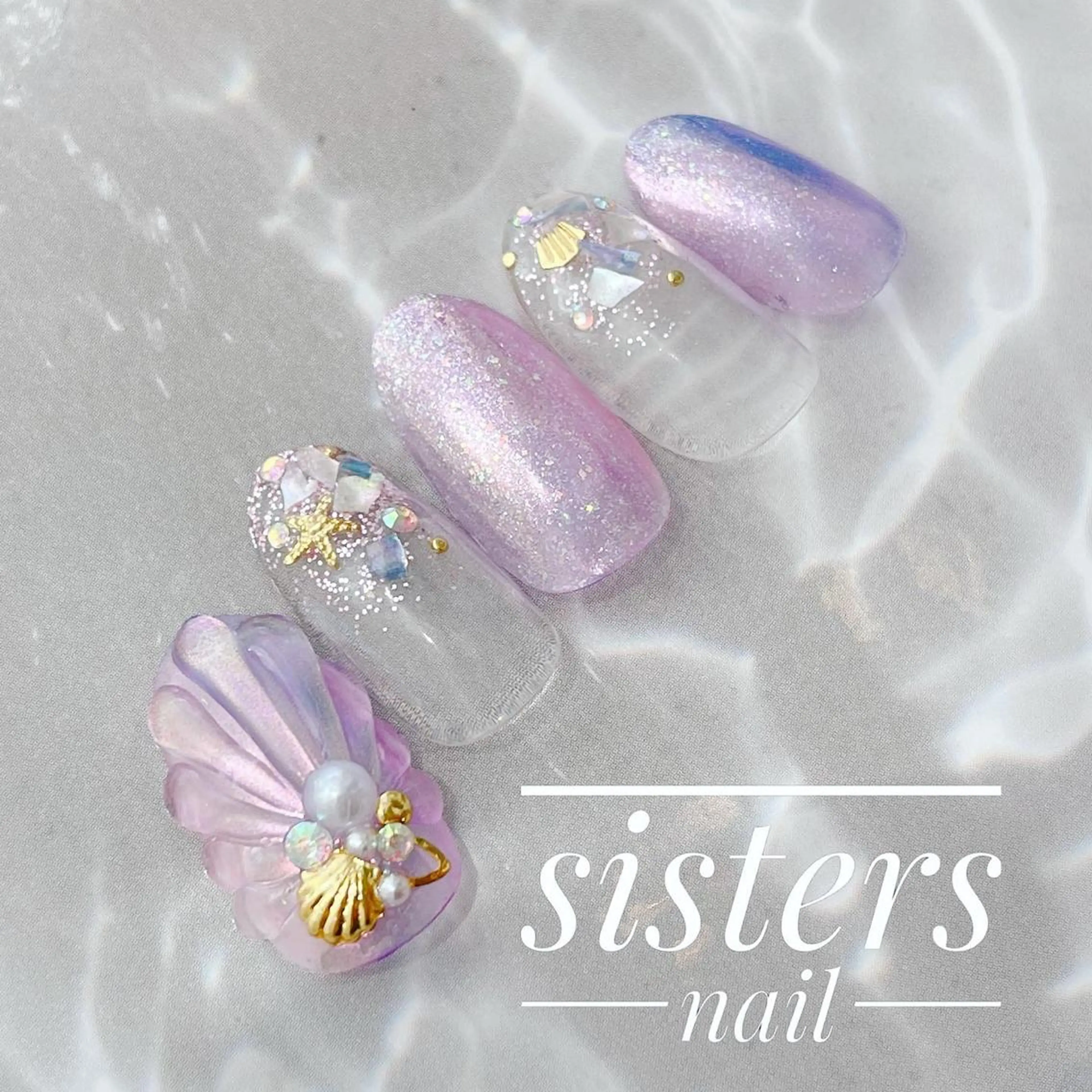 ネイル アートネイル オーロラネイル 夏ネイル ハンドネイル ハンドケア sisters nail.fのネイルデザイン
