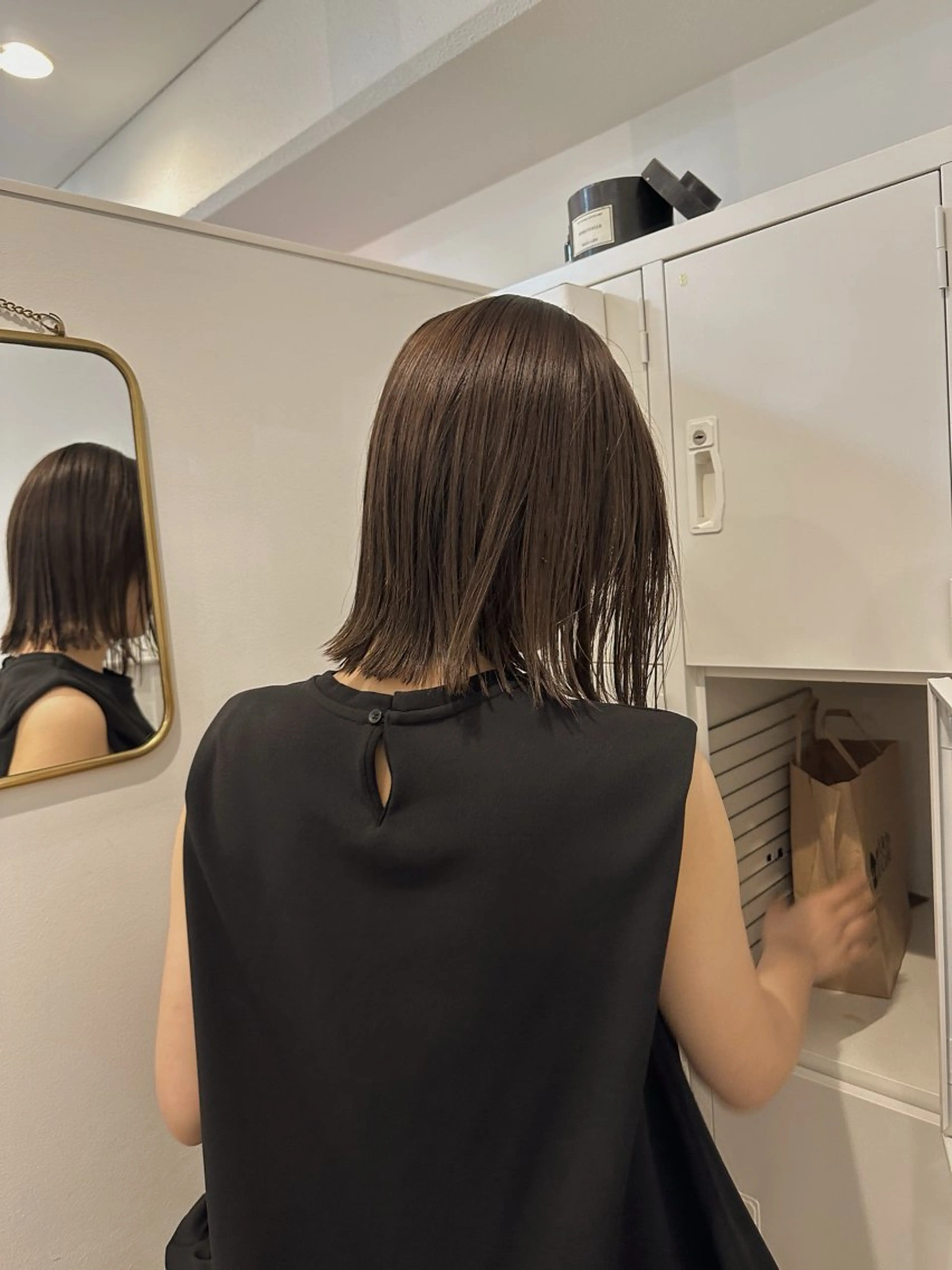 ミディアム パーマ 髪質改善 ストレートパーマ カット 縮毛矯正 梅田／ベージュ レイヤー／ヌマタのヘアスタイル