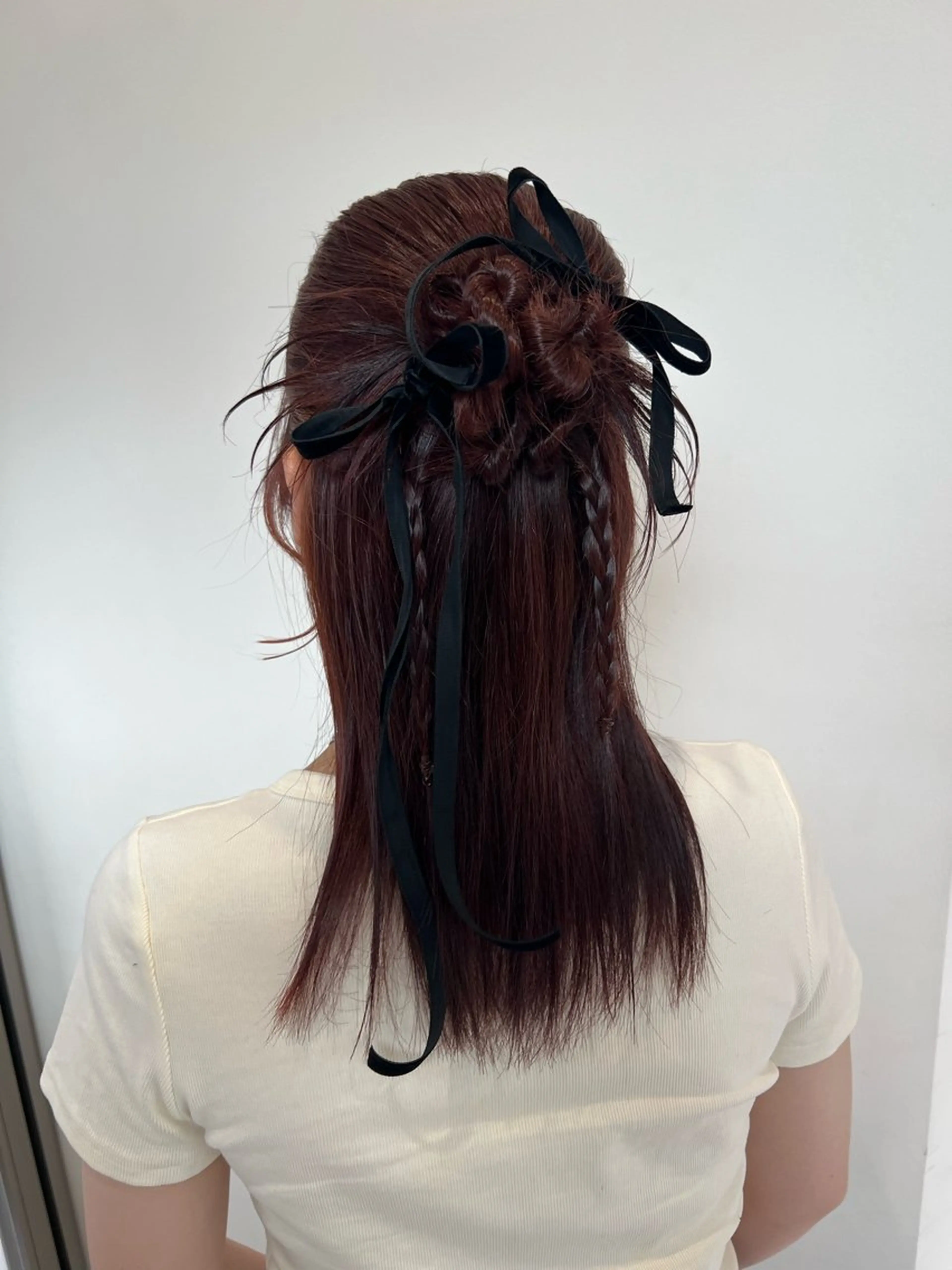 セミロング カラー ヘアアレンジ ハーフアップ 🎀MONA あまね🎀のヘアスタイル