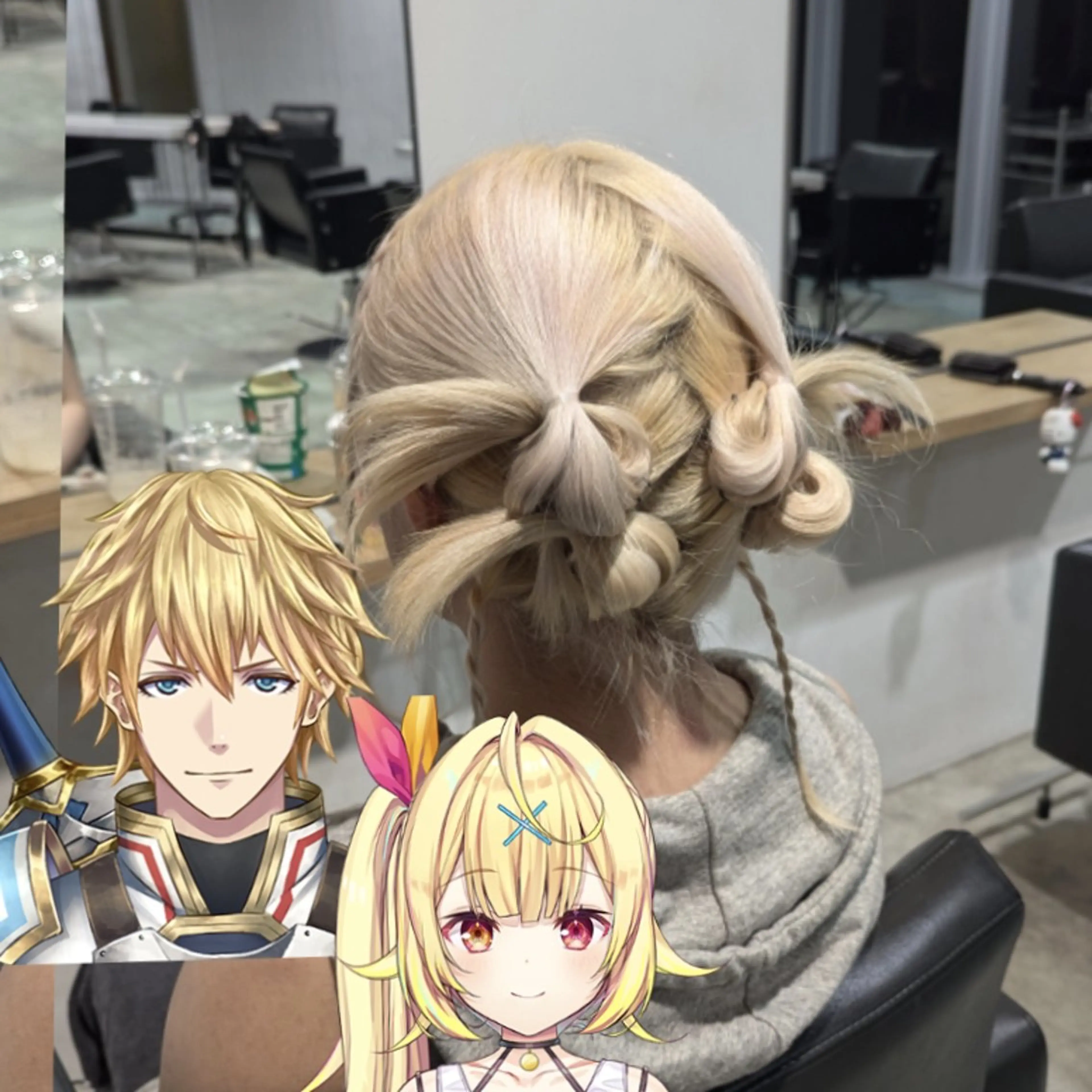 カラー セミロング ブリーチ 抜きっぱなしブロンド ダブルカラー ハイトーンカラー 推しカラー🦉にじさ んじカラー🌈🕒✨のヘアスタイル