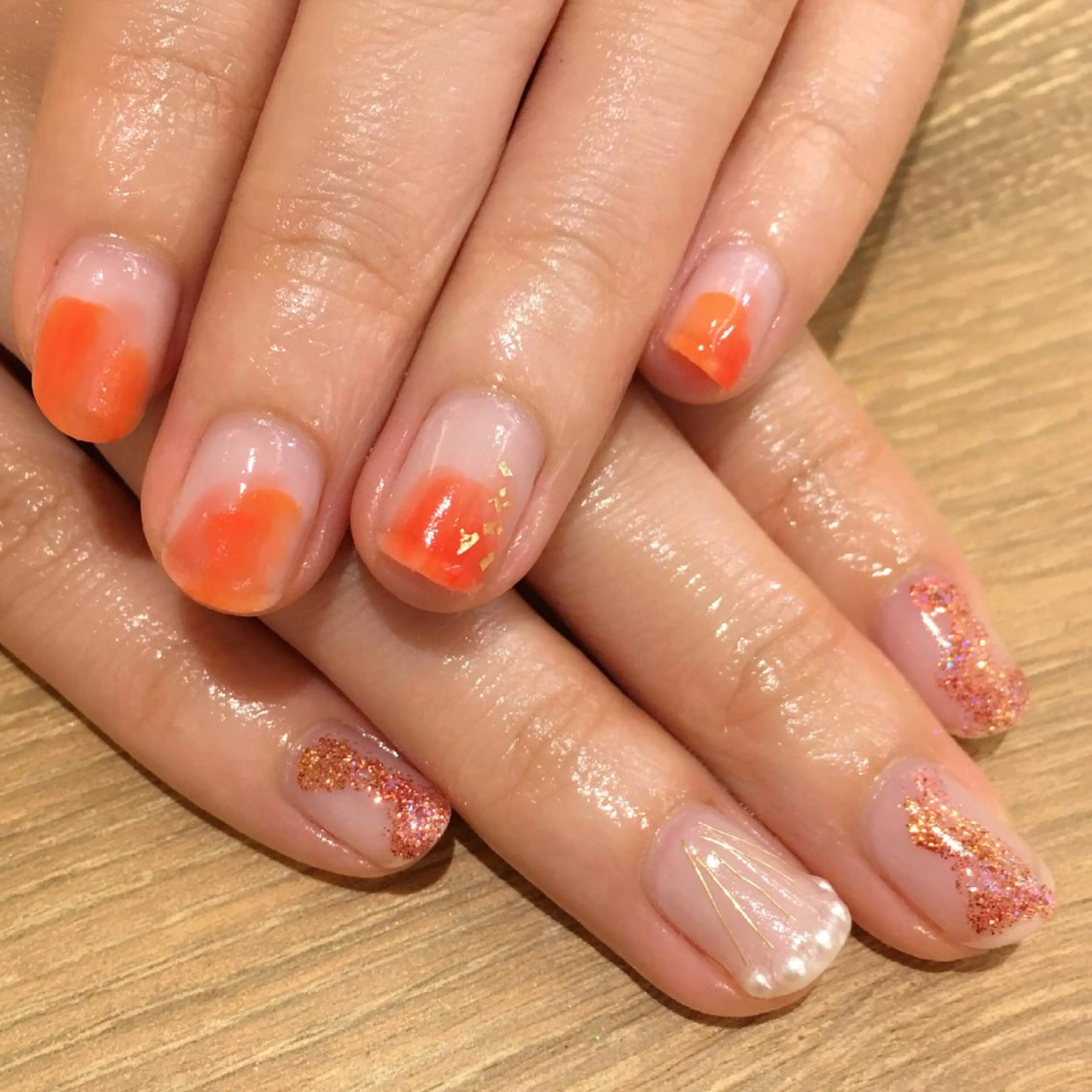 ネイル ニュアンスネイル オレンジ Yuriko Omi パラジェル/渋谷のネイルデザイン