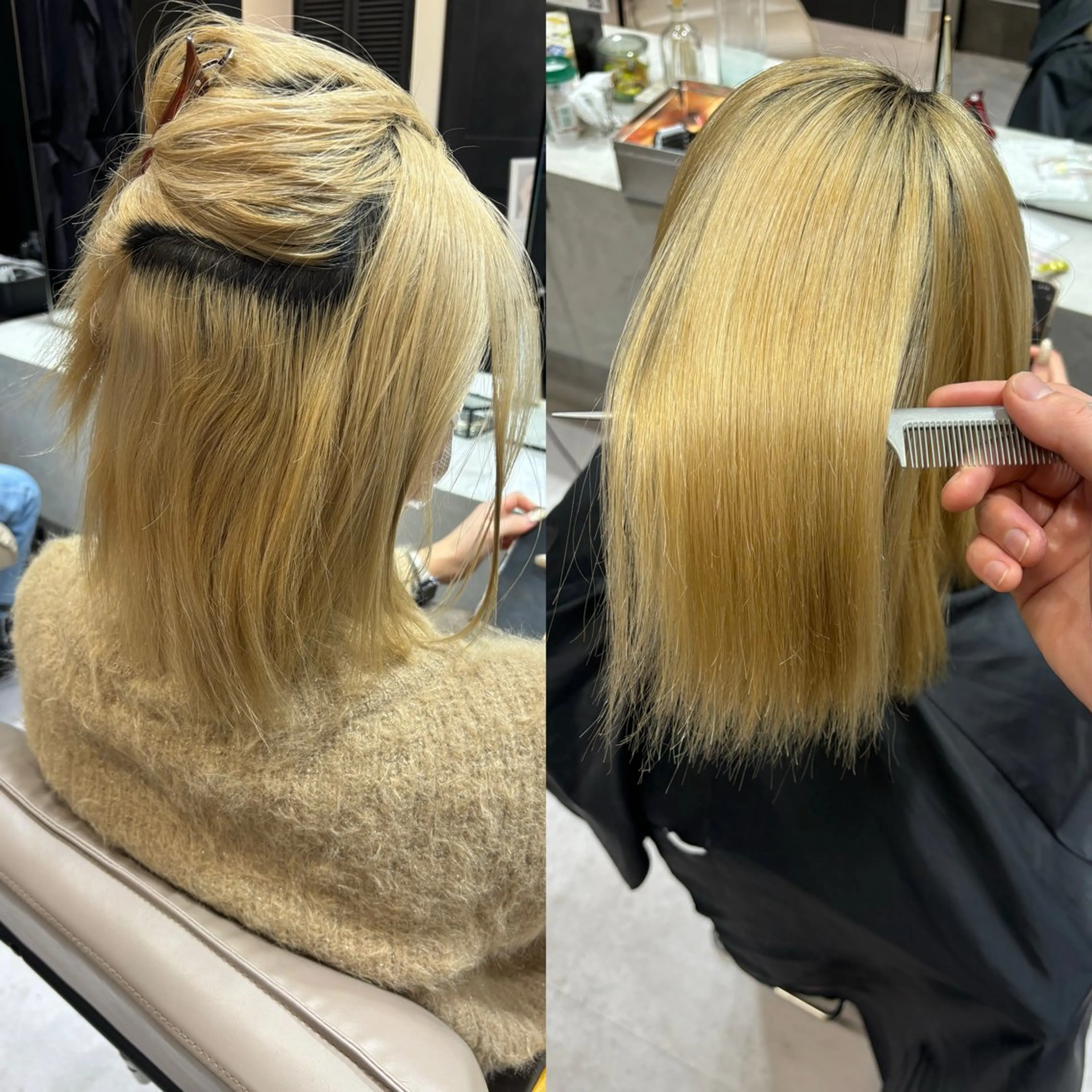 セミロング 縮毛矯正 特化アツシのヘアスタイル