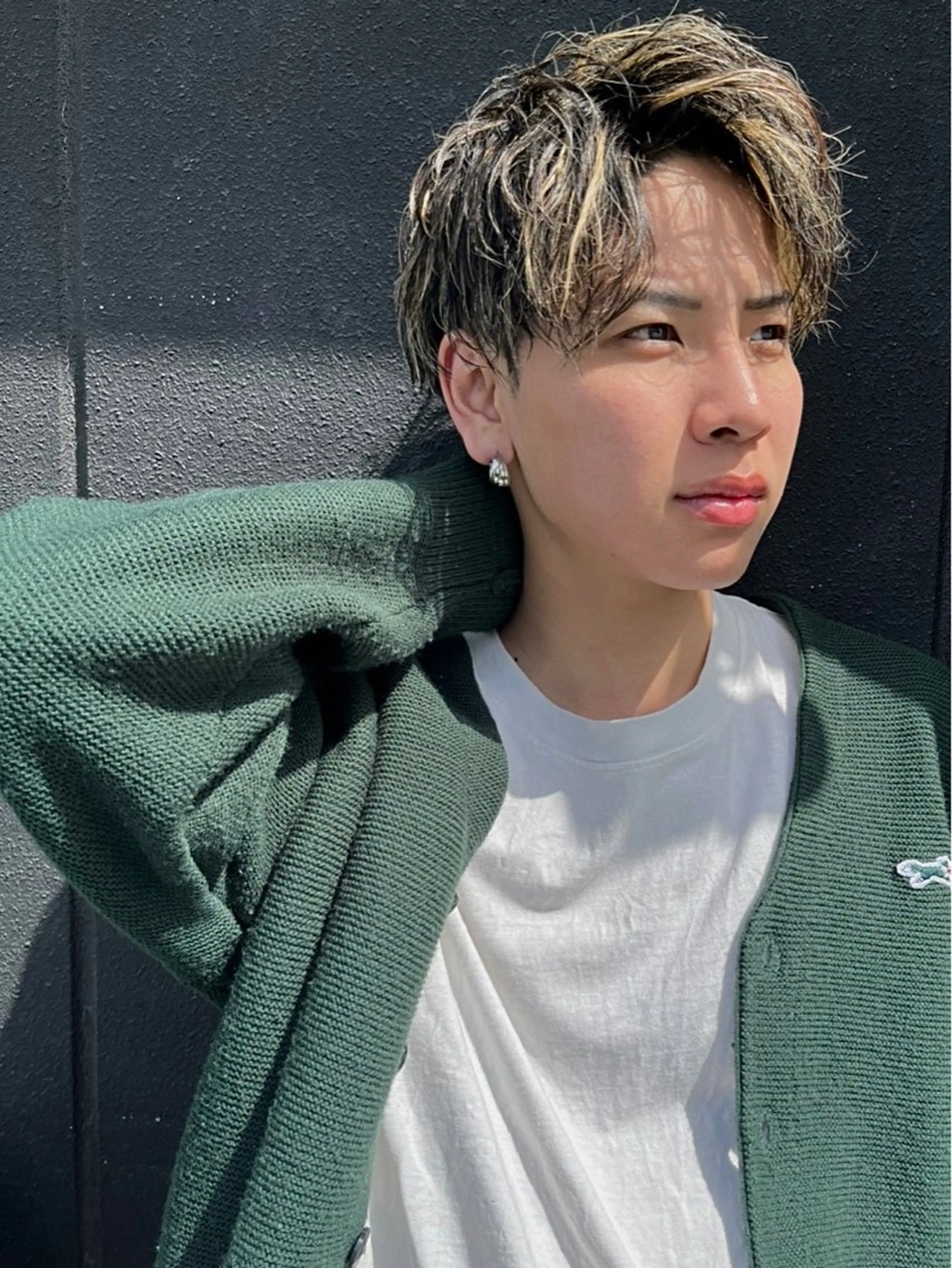 ショート カラー メンズ メンズバレイヤージュ メンズハイライト バレイヤージュ ハイライトカラー ハイライト メンズパーマ&メンズ 縮毛矯正/平野/渋谷のヘアスタイル