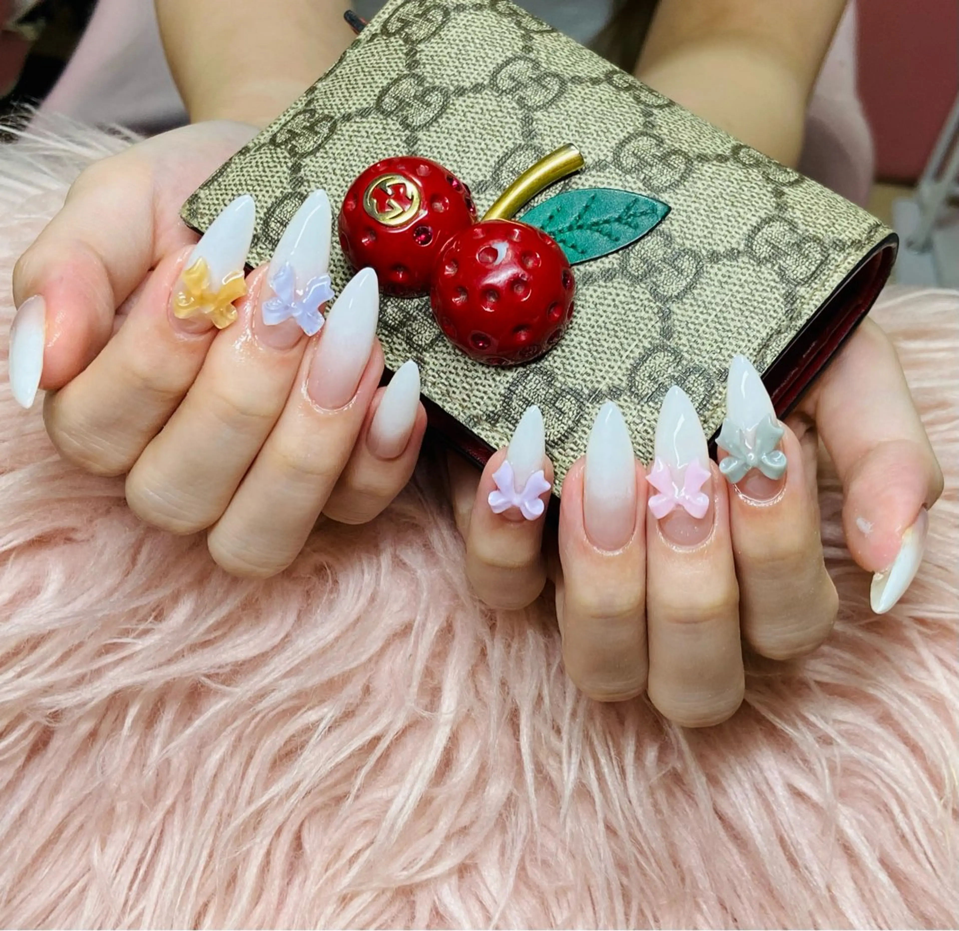 ネイル リボン HandSnail 座間自宅ネイルサロンのネイルデザイン