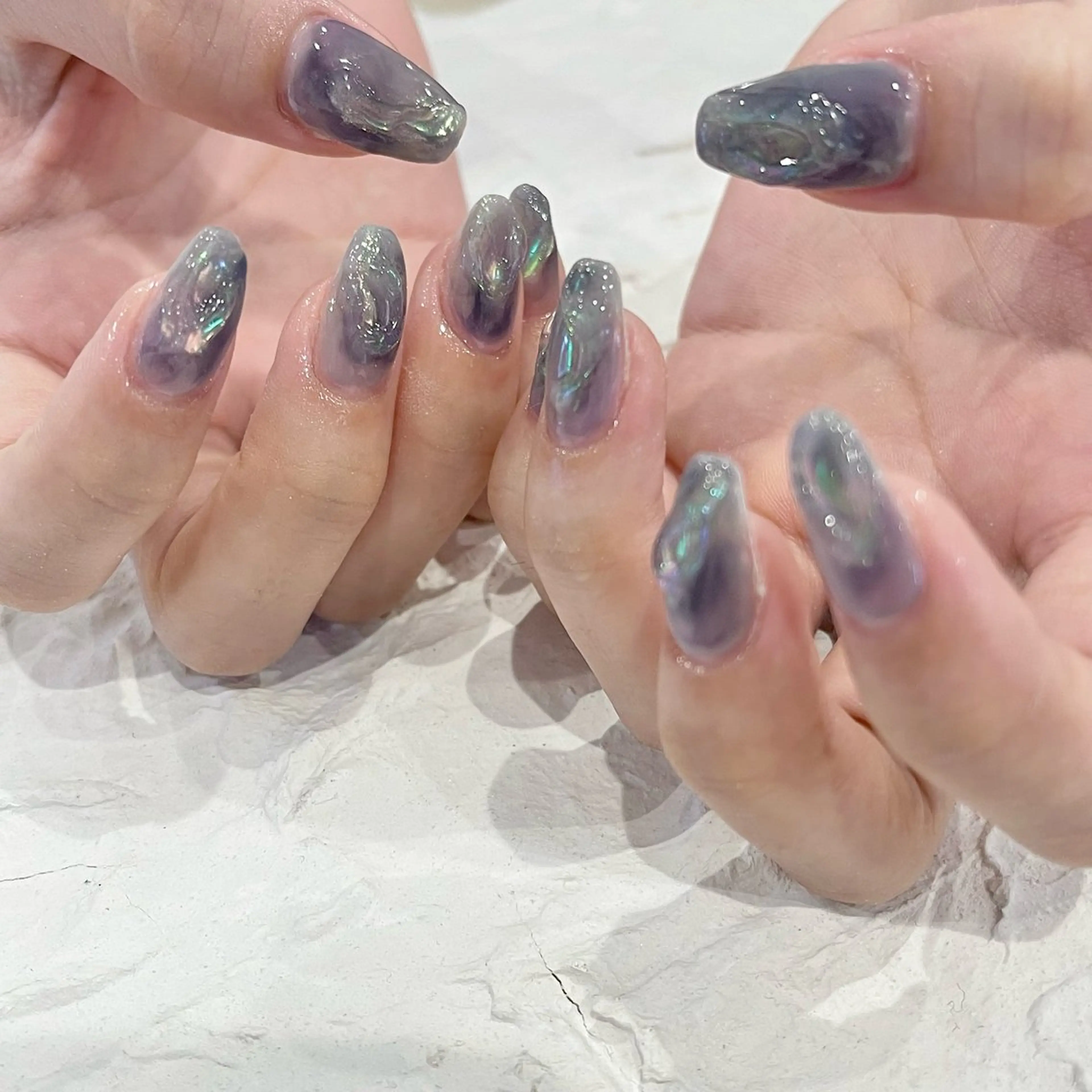 ネイル 氷ネイル・うるうるネイル ニュアンスネイル ぷっくりネイル ネイルサロン赤ちゃん MIYUのネイルデザイン