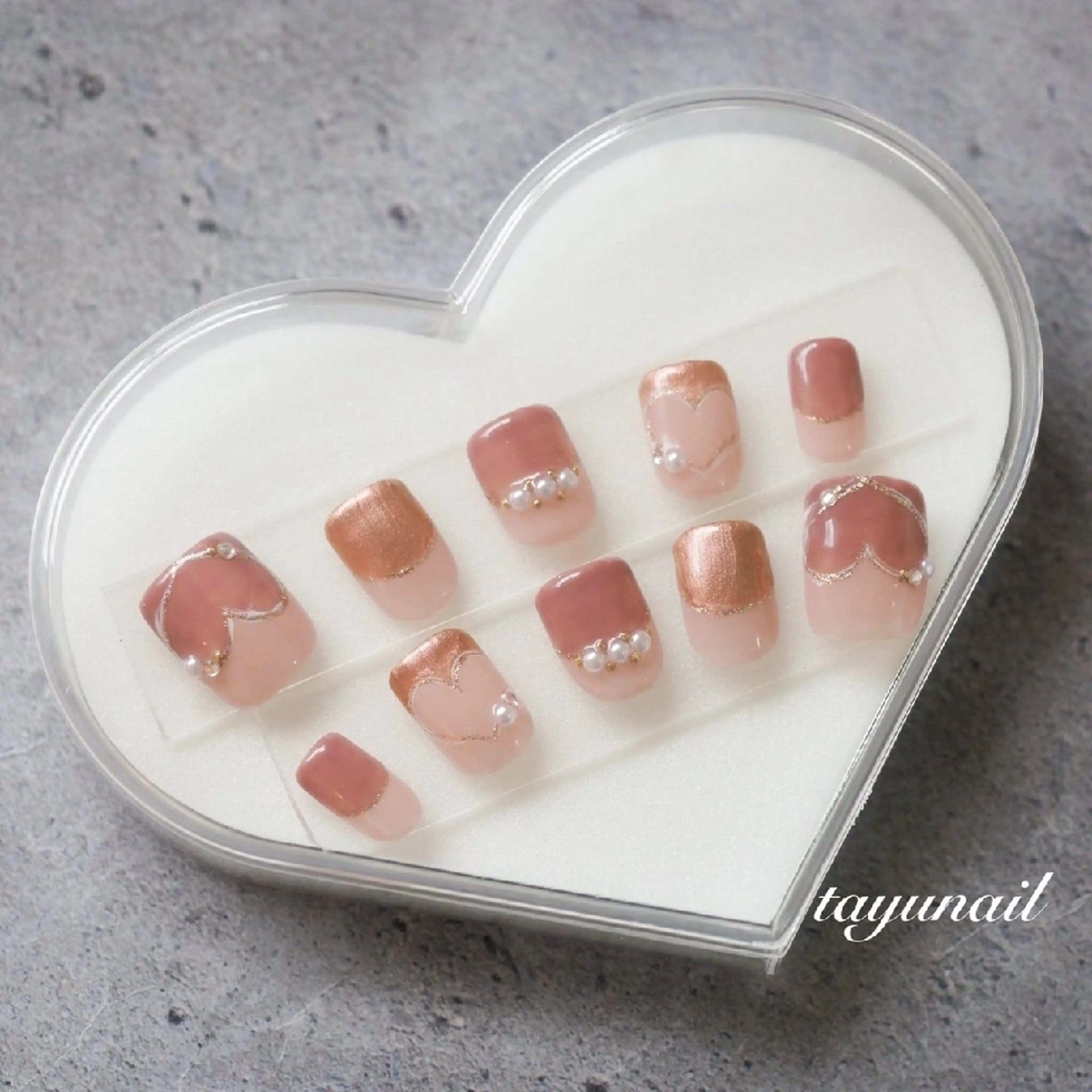 ネイル フレンチネイル ジェルネイル ハート パラジェル 春ネイル ネイルサロン・ネイルスクール　たゆnail所属・ネイルサロン 【たゆnail】のネイルデザイン