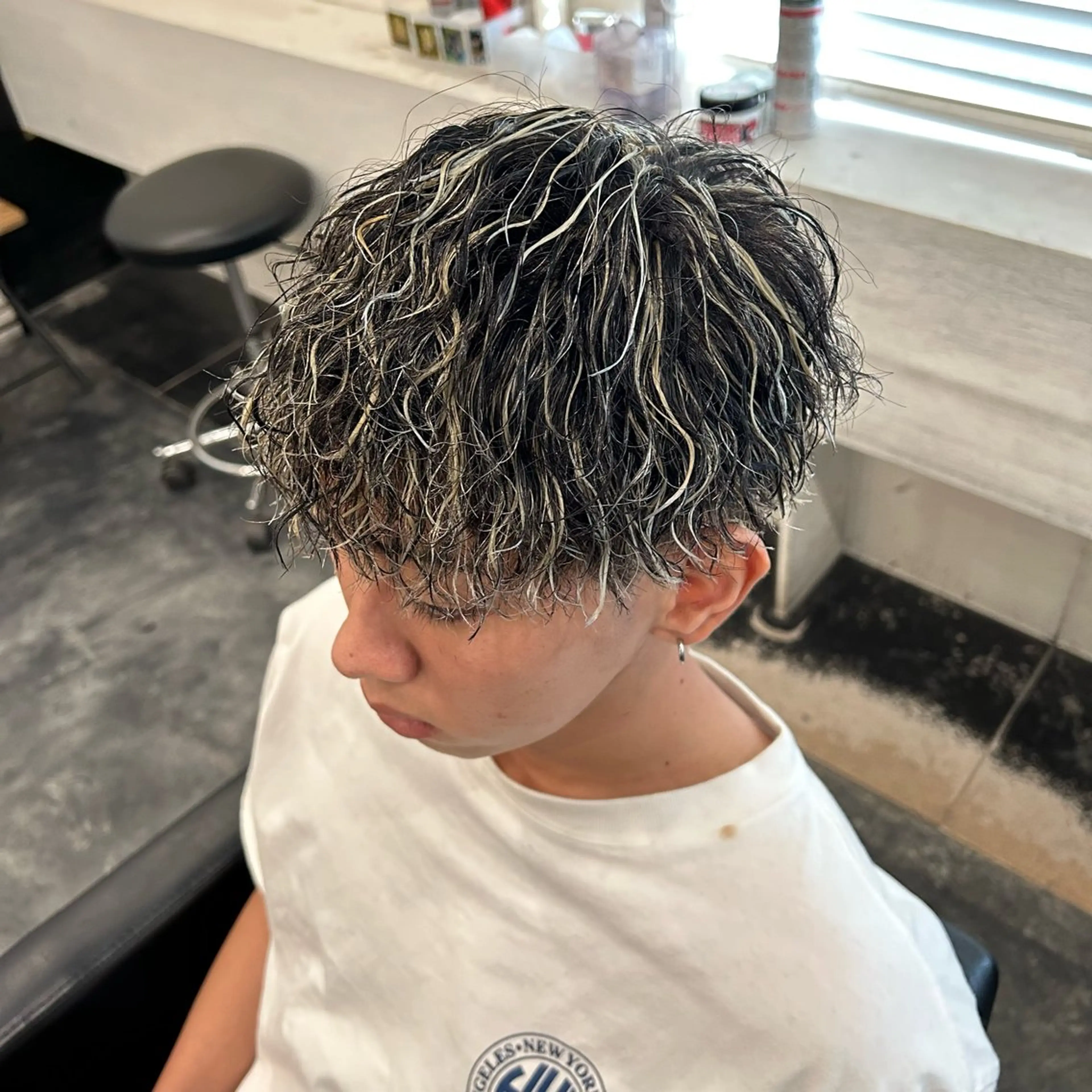 ショート カラー パーマ メンズ カット ヘアカラー パーマ メンズパーマ/京都駅 /メンズ/奥村航平のヘアスタイル