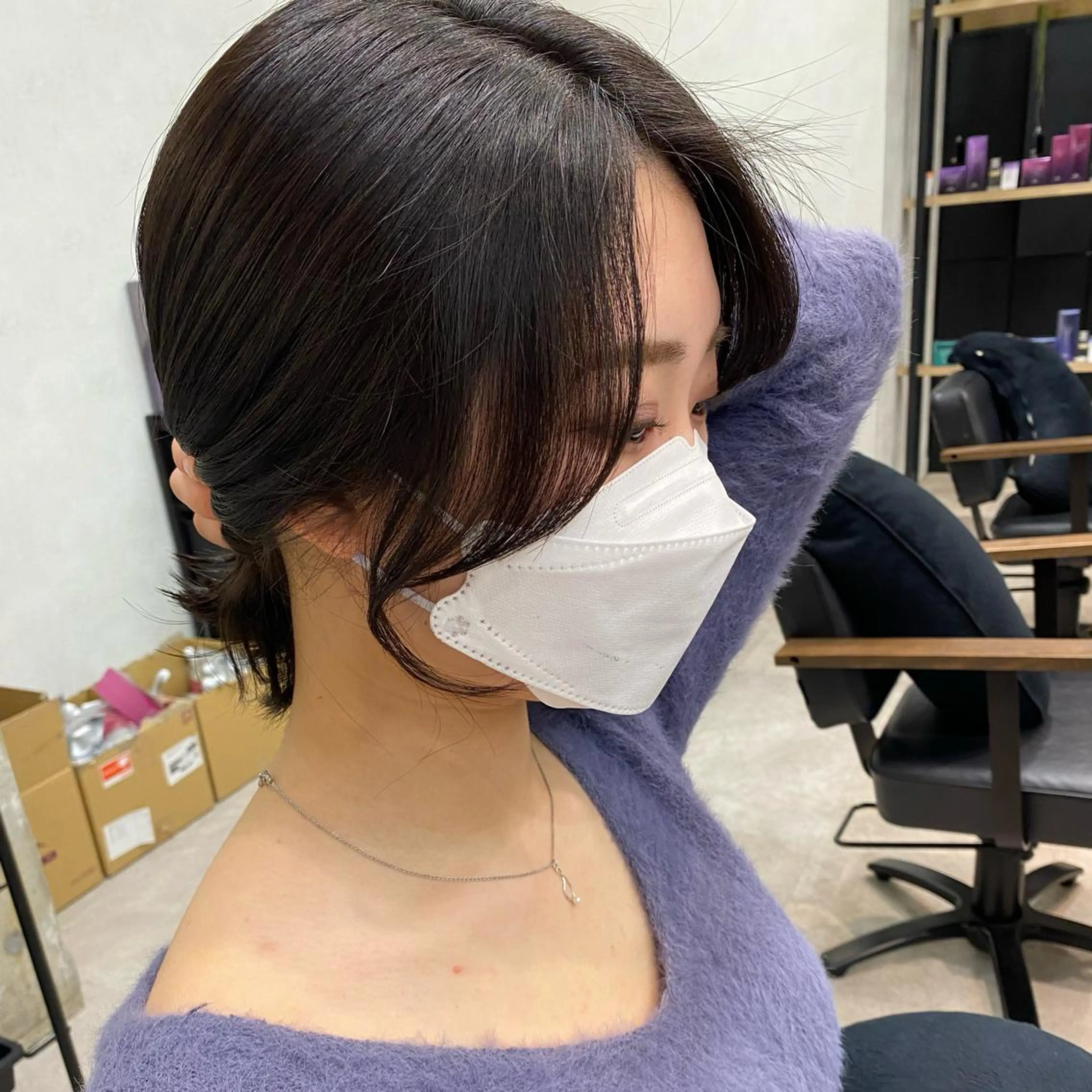 セミロング 韓国風ヘア メンズ縮毛矯正 ニュアンスパーマのヘアスタイル