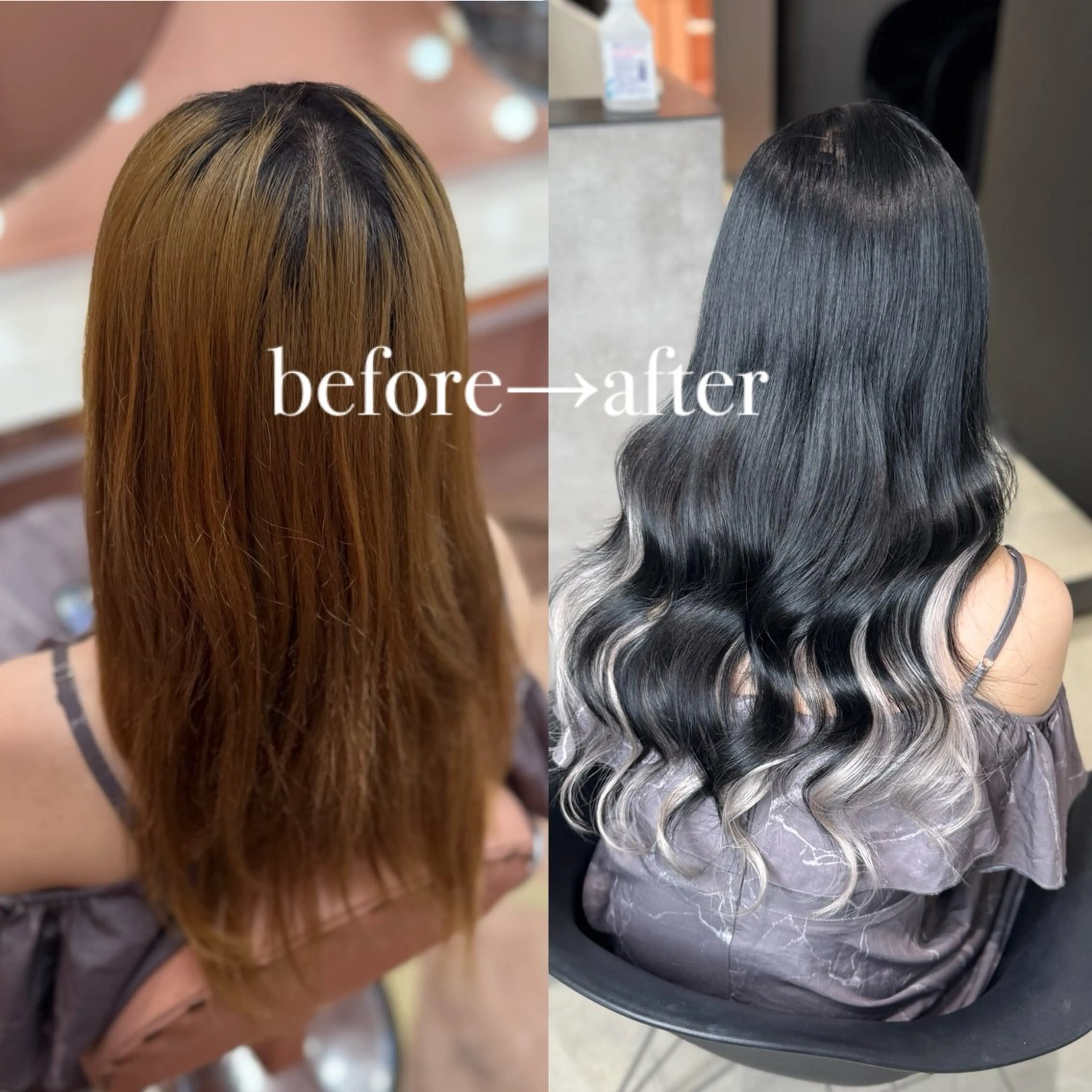 ロング カラー 黒髪 エクステ エクステ 大阪 梅田/ ハイトーン/エクステのヘアスタイル