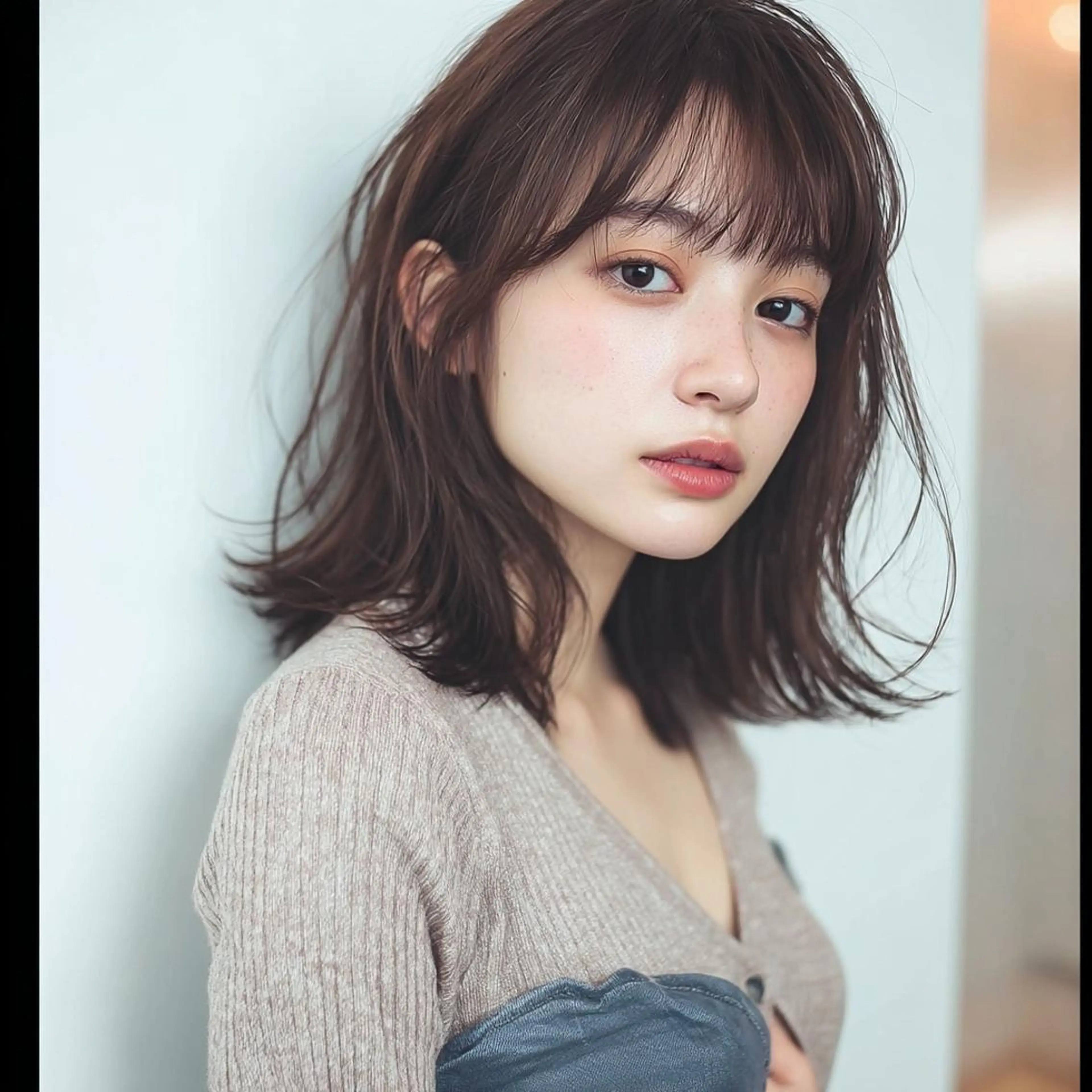 ミディアム 女性カット🎨カラー 🌀パーマ宮部楓奈のヘアスタイル