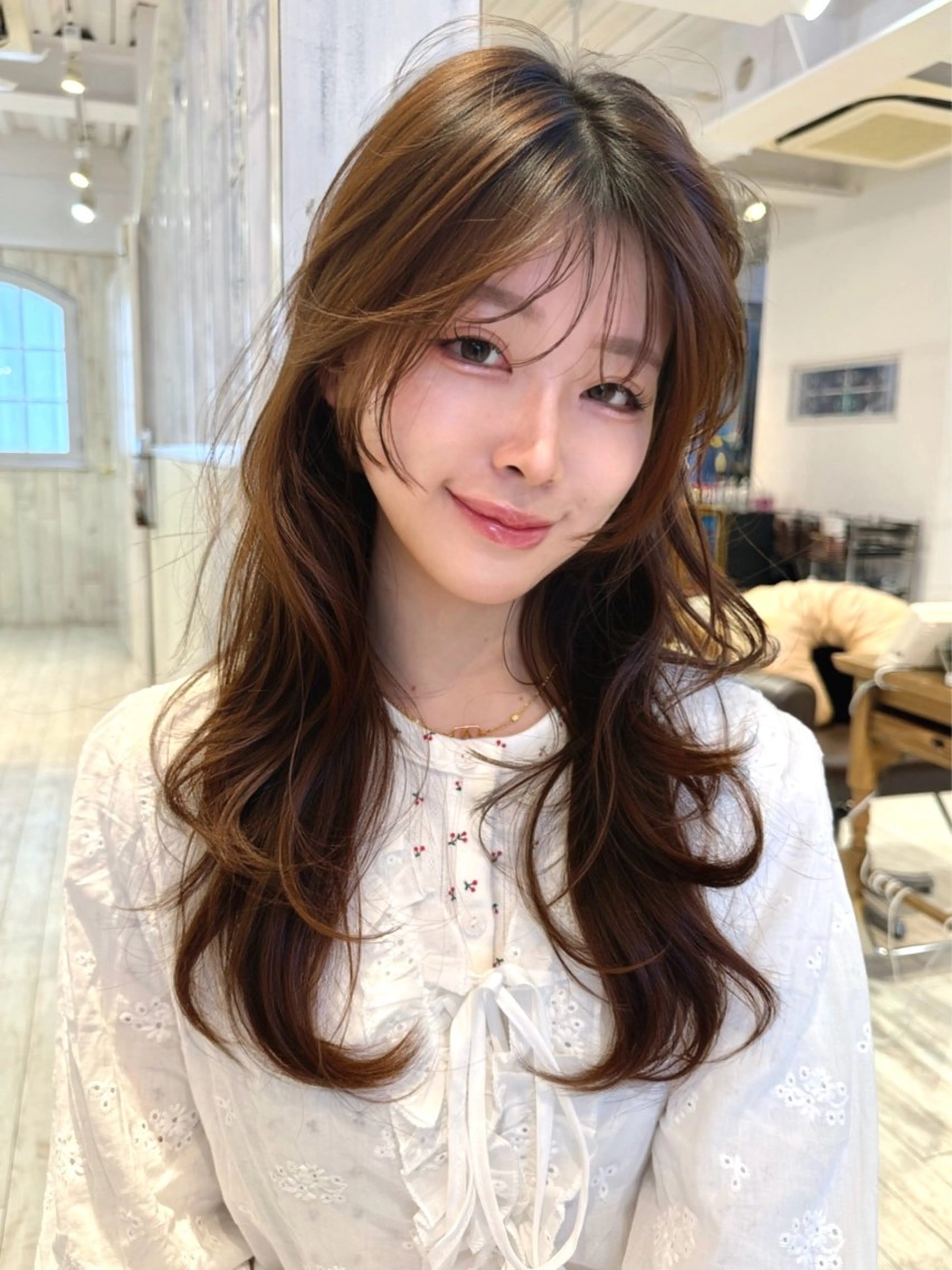 セミロング カラー ヘアカラー 韓国ヘア 🎀華澄のヘアスタイル