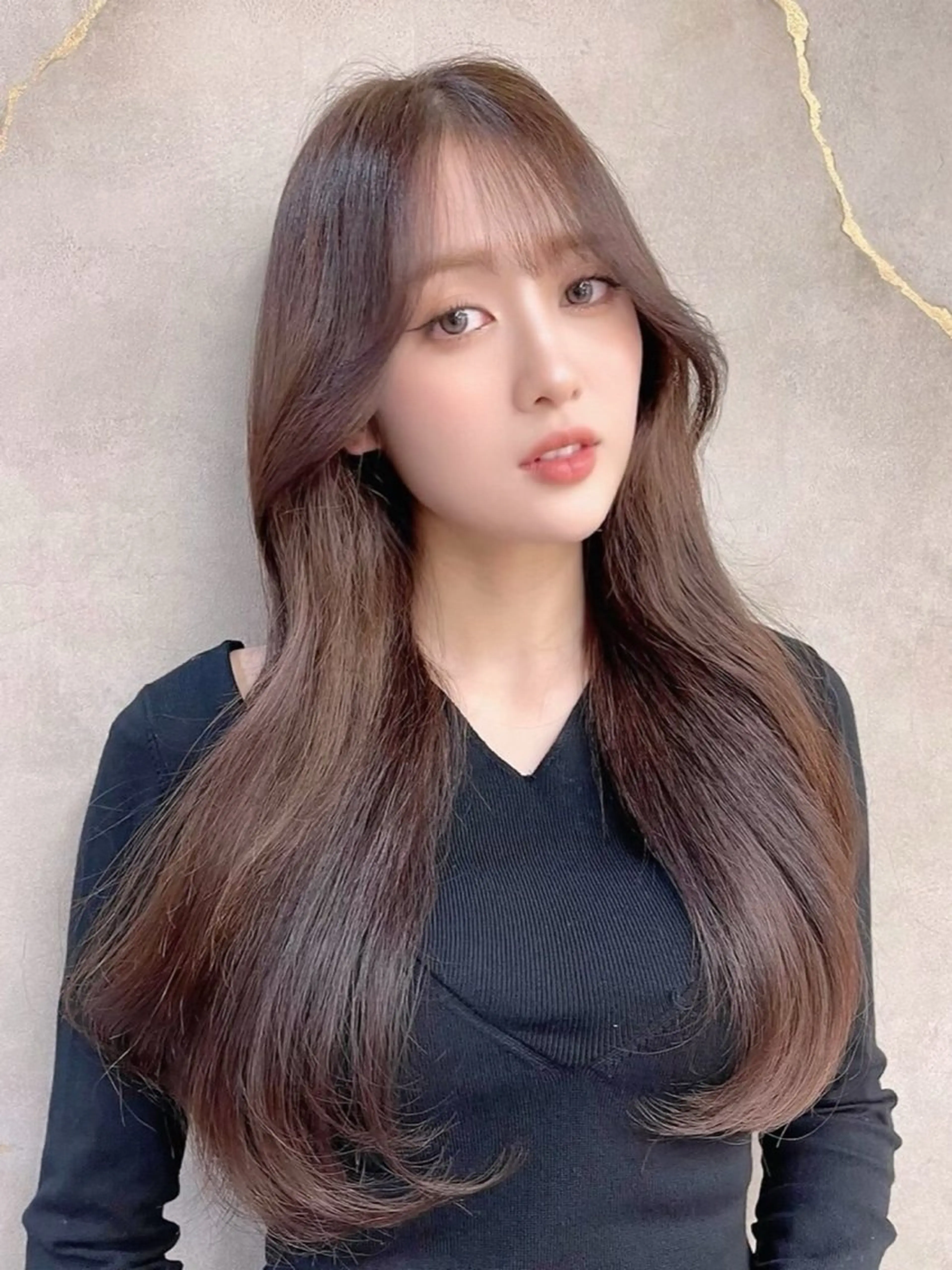 ロング 韓国風ヘア カット ヘアカラー Londnaitre MAHOのヘアスタイル