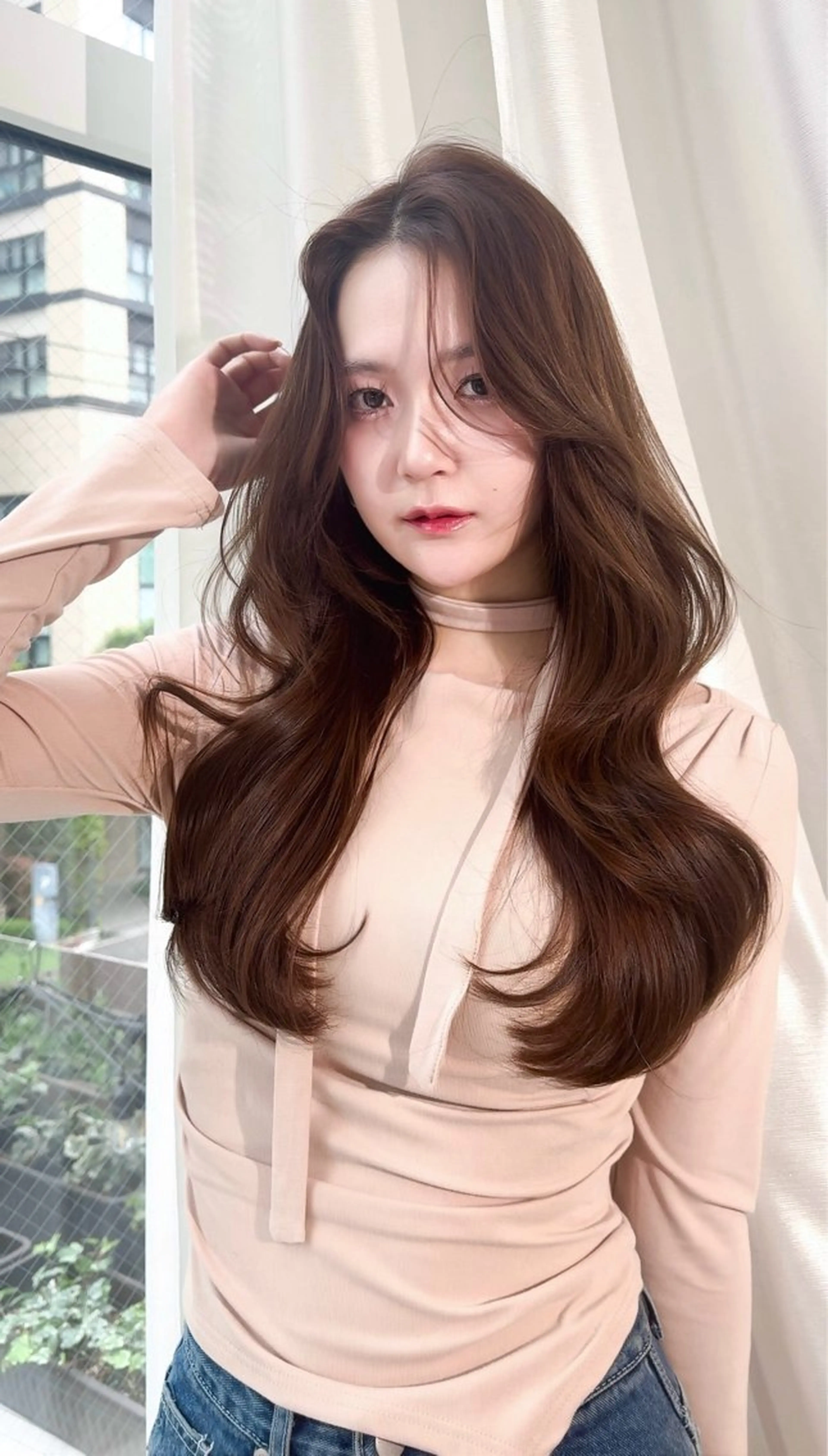 ロング カラー 韓国ヘア♡ 顔まわりカットayaのヘアスタイル