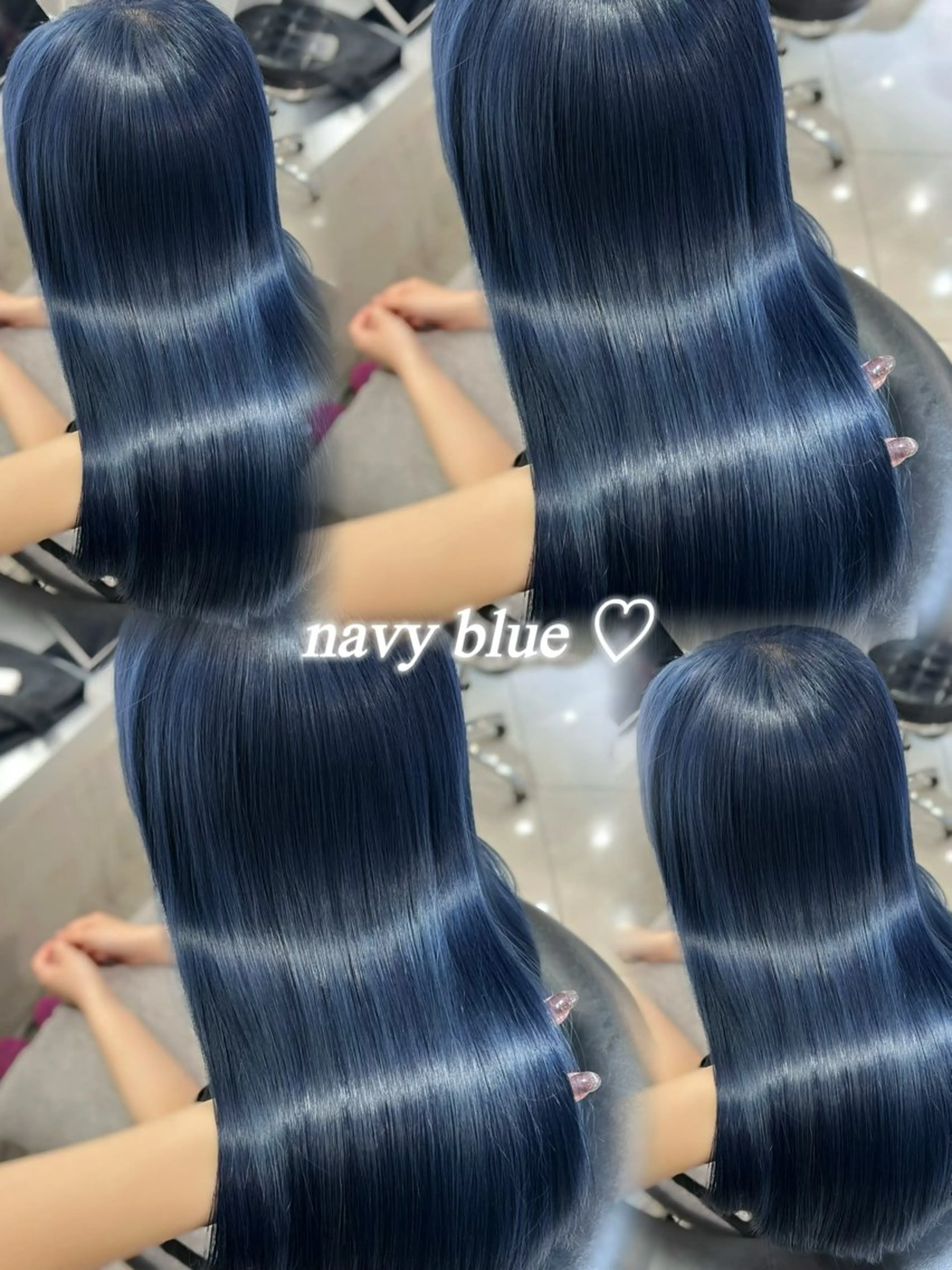 ロング カラー ブルーカラー ネイビーカラー シルバー ヘアカラー トリートメント 韓国レイヤー×モテ髪 /MITSUKI🤍のヘアスタイル