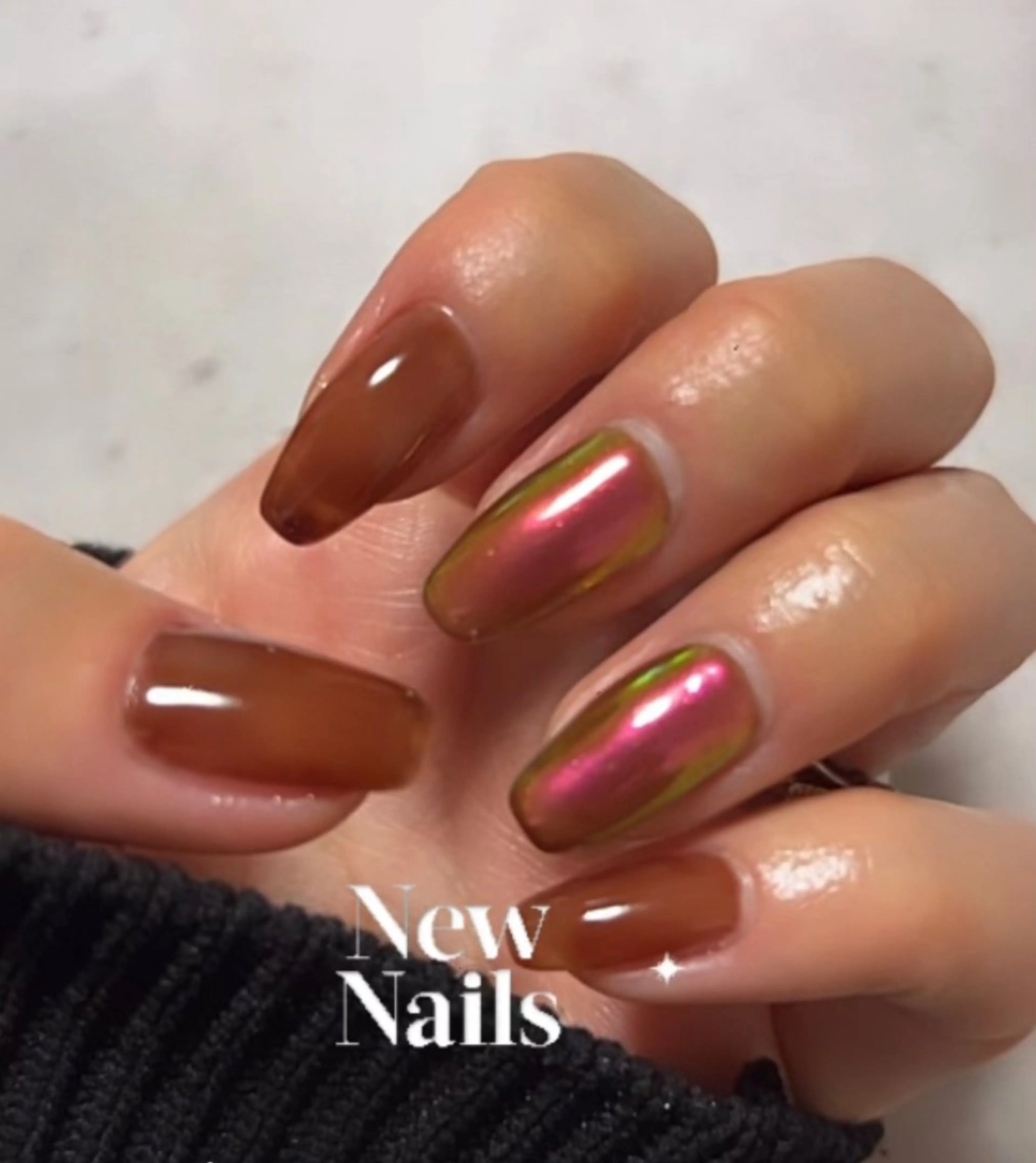 ネイル ブラウン ニュアンスネイル ピンク シンプルネイル バレンタイン Kai  nail Mayukoのネイルデザイン