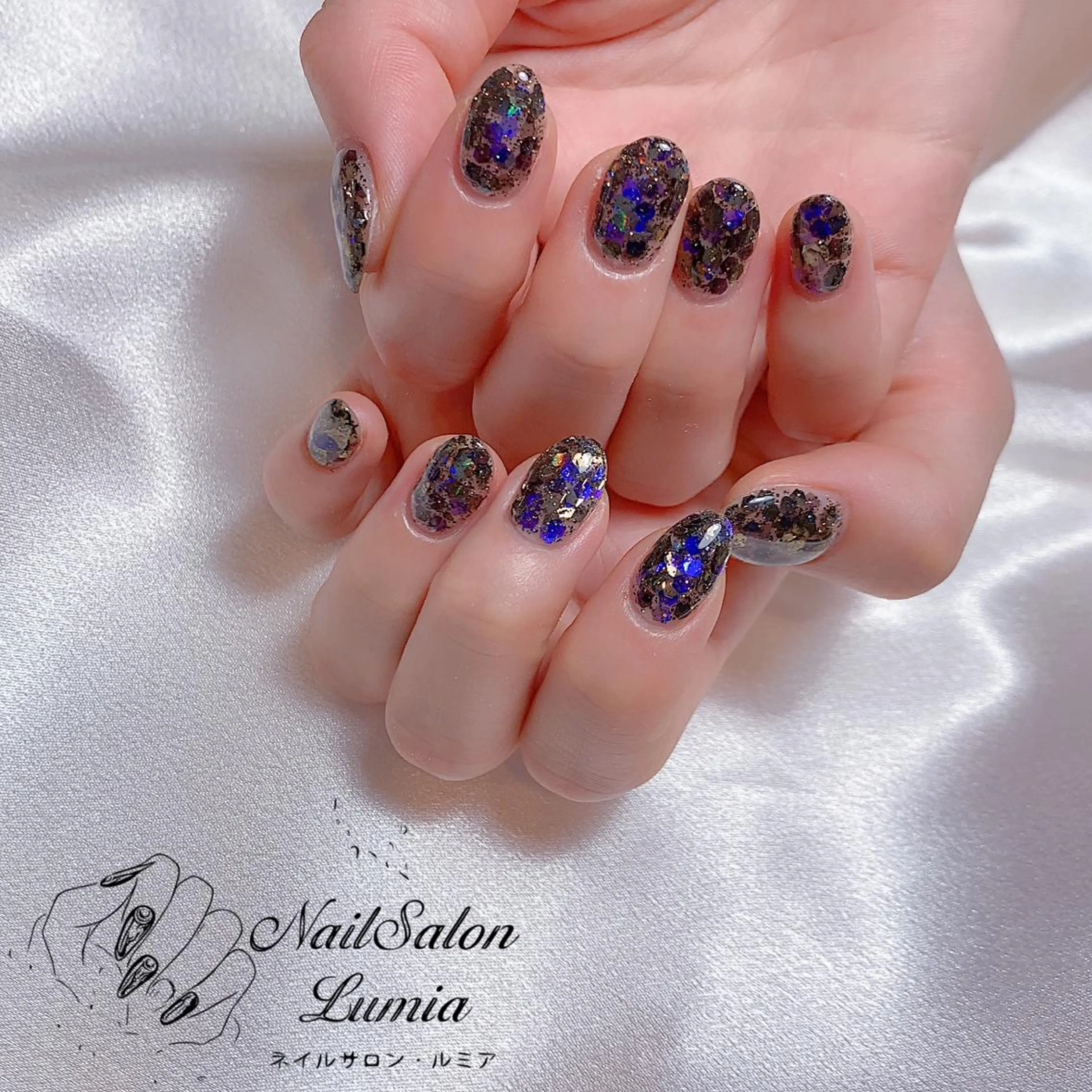 ネイル 韓国ネイル ラメ(グリッター) ネイルサロン ルミア Lumia 店長のネイルデザイン