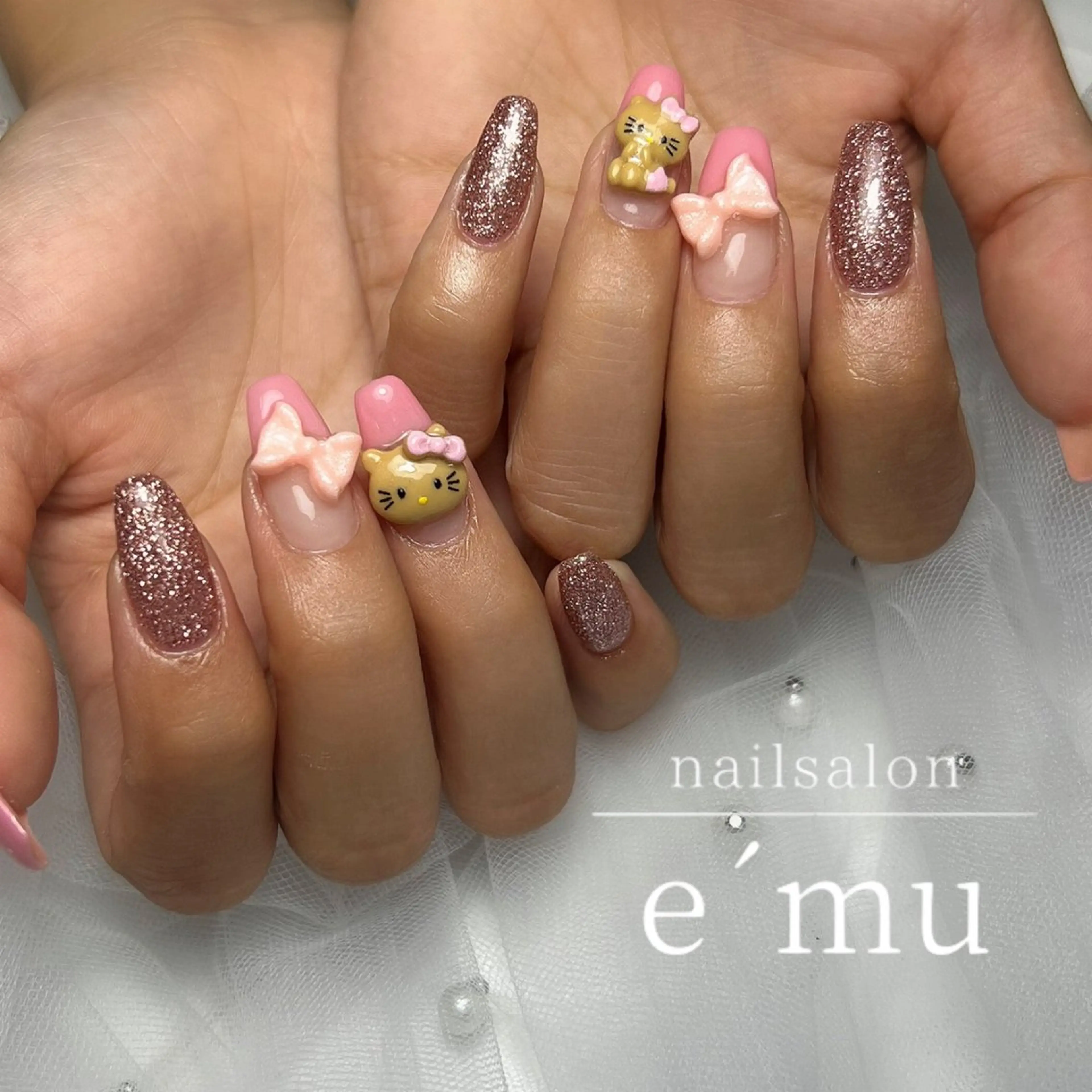 ネイル フレンチネイル ピンク ハンドネイル nailsalon e´muのネイルデザイン