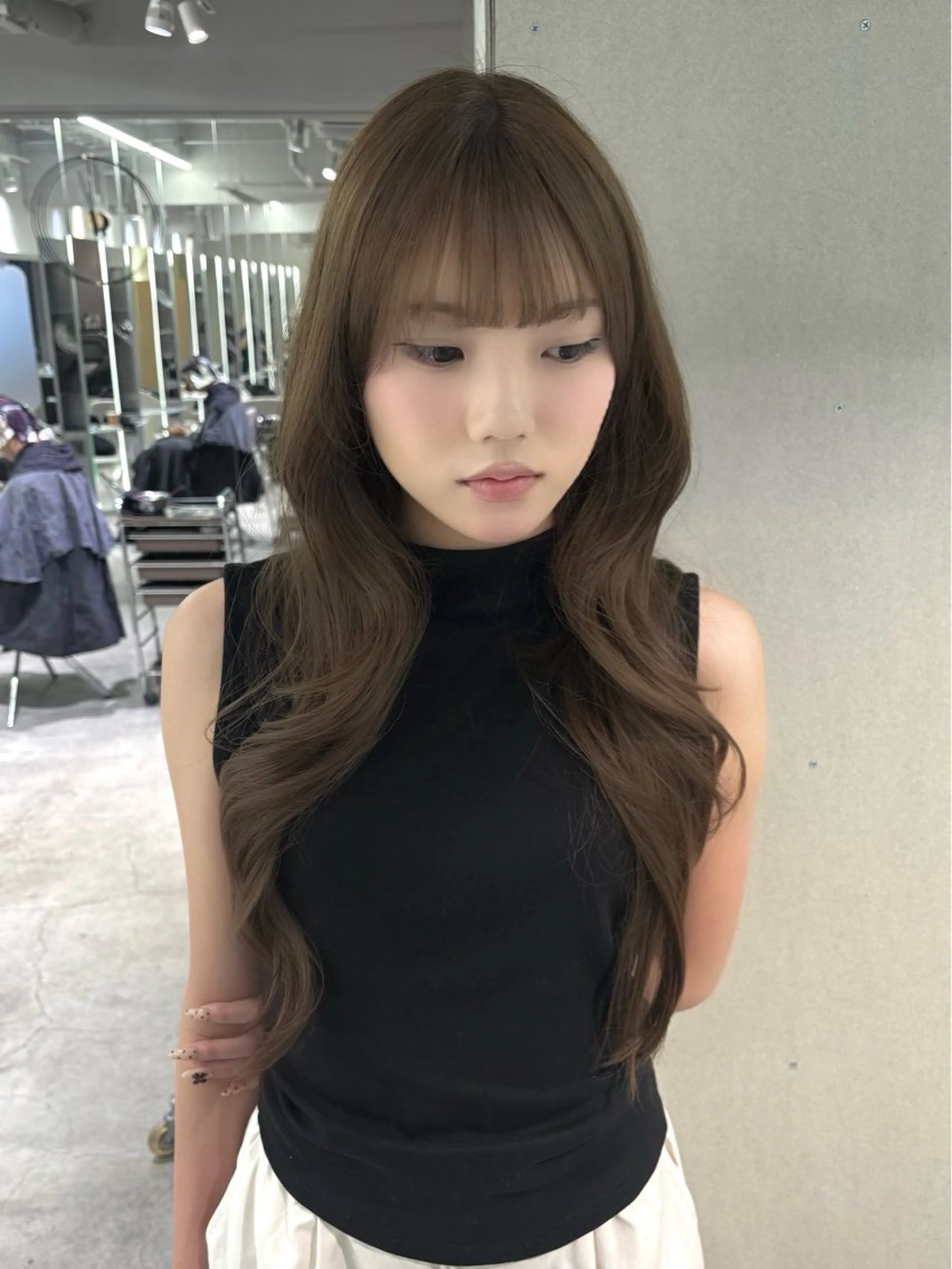 ロング カラー ブラウンカラー レイヤーカット カット ヘアカラー 名古屋/中顔面短縮 ✨/小顔ハイレイヤーのヘアスタイル