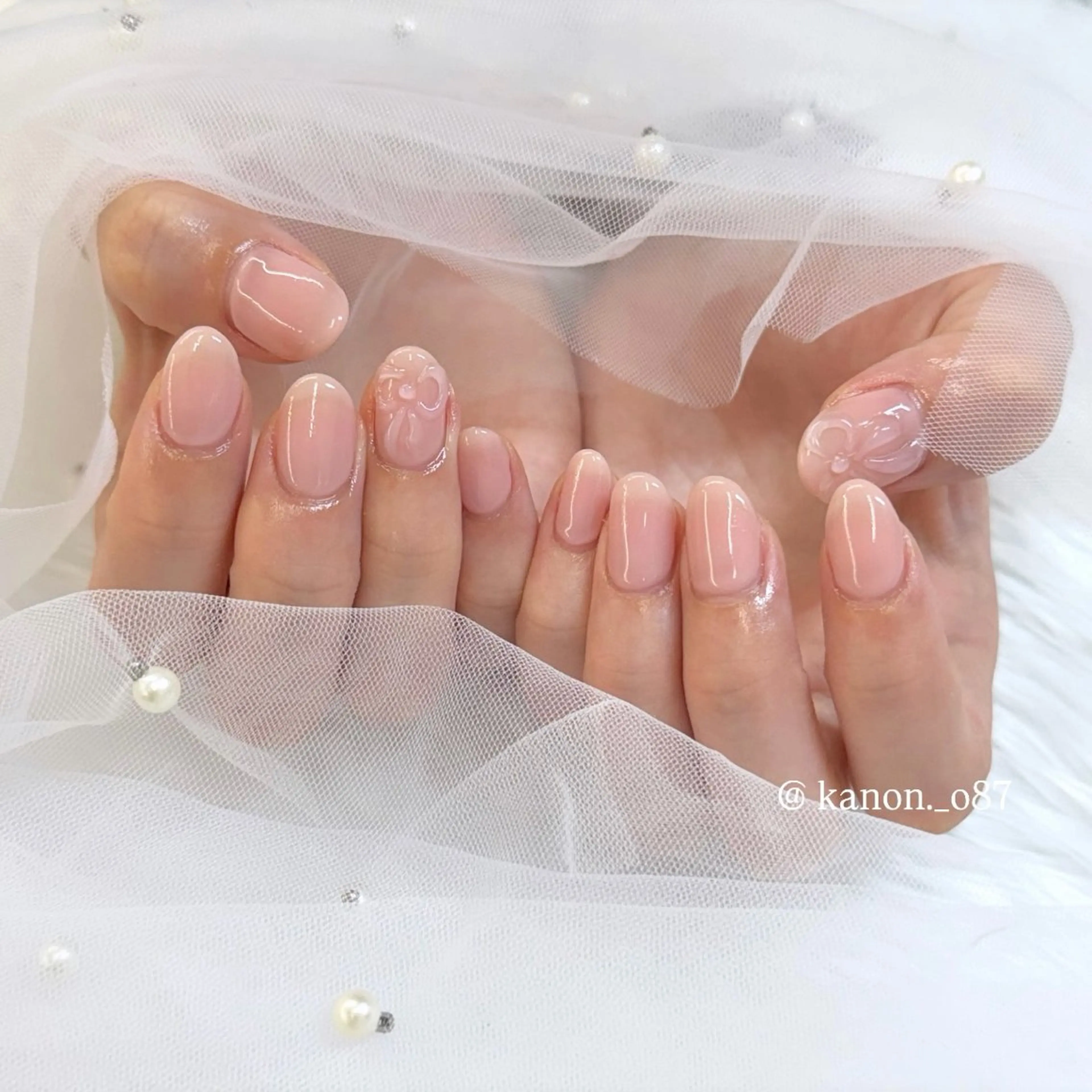 ネイル アートネイル ジェルネイル ガーリー 韓国ネイル オフィスネイル ハンドネイル Kanon❁ꔛ /パラジェルのネイルデザイン