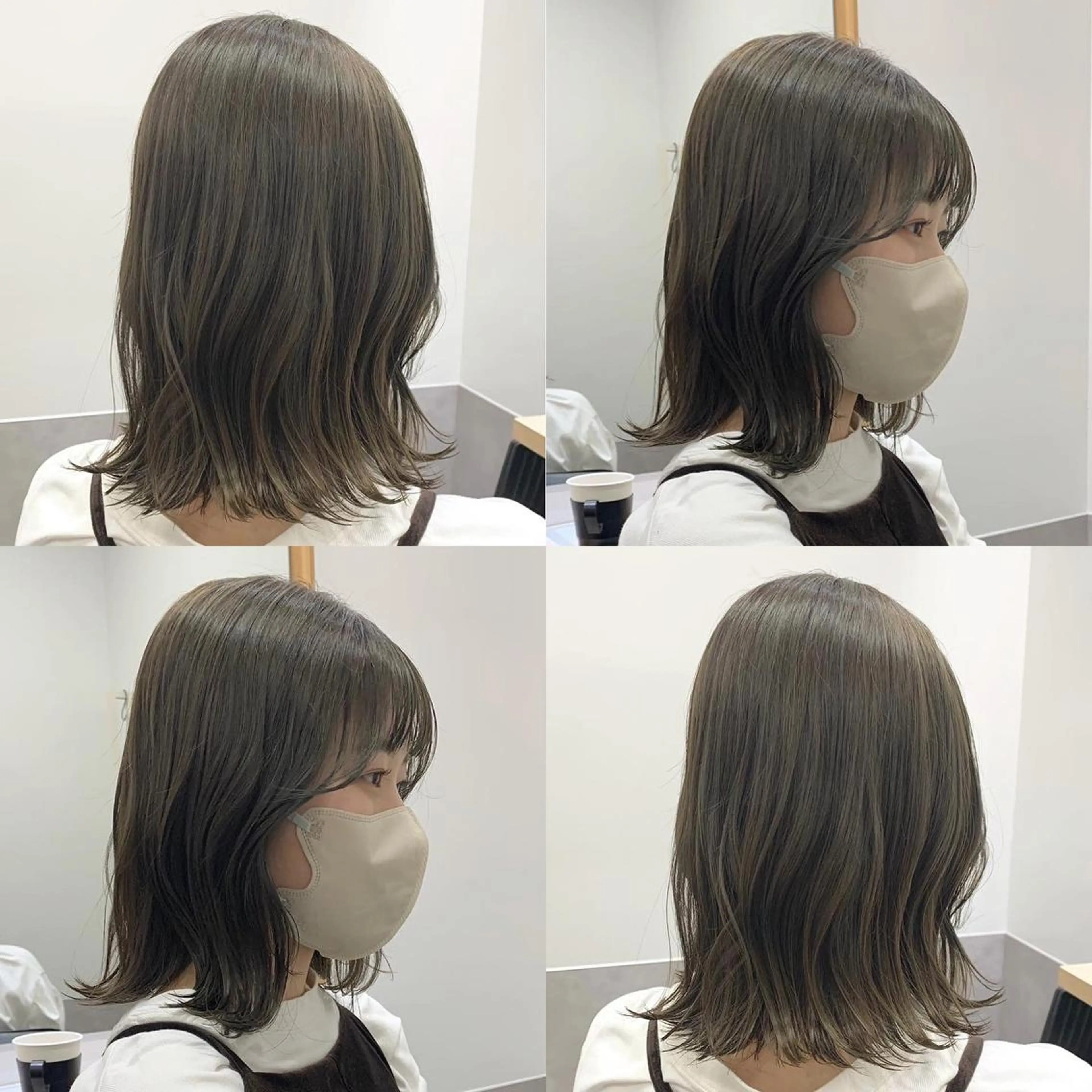 ミディアム カラー ベージュカラー ブリーチ 透明感カラー ダブルカラー ブリーチなしカラー カット ヘアカラー SAKINO． ベージュカラーのヘアスタイル