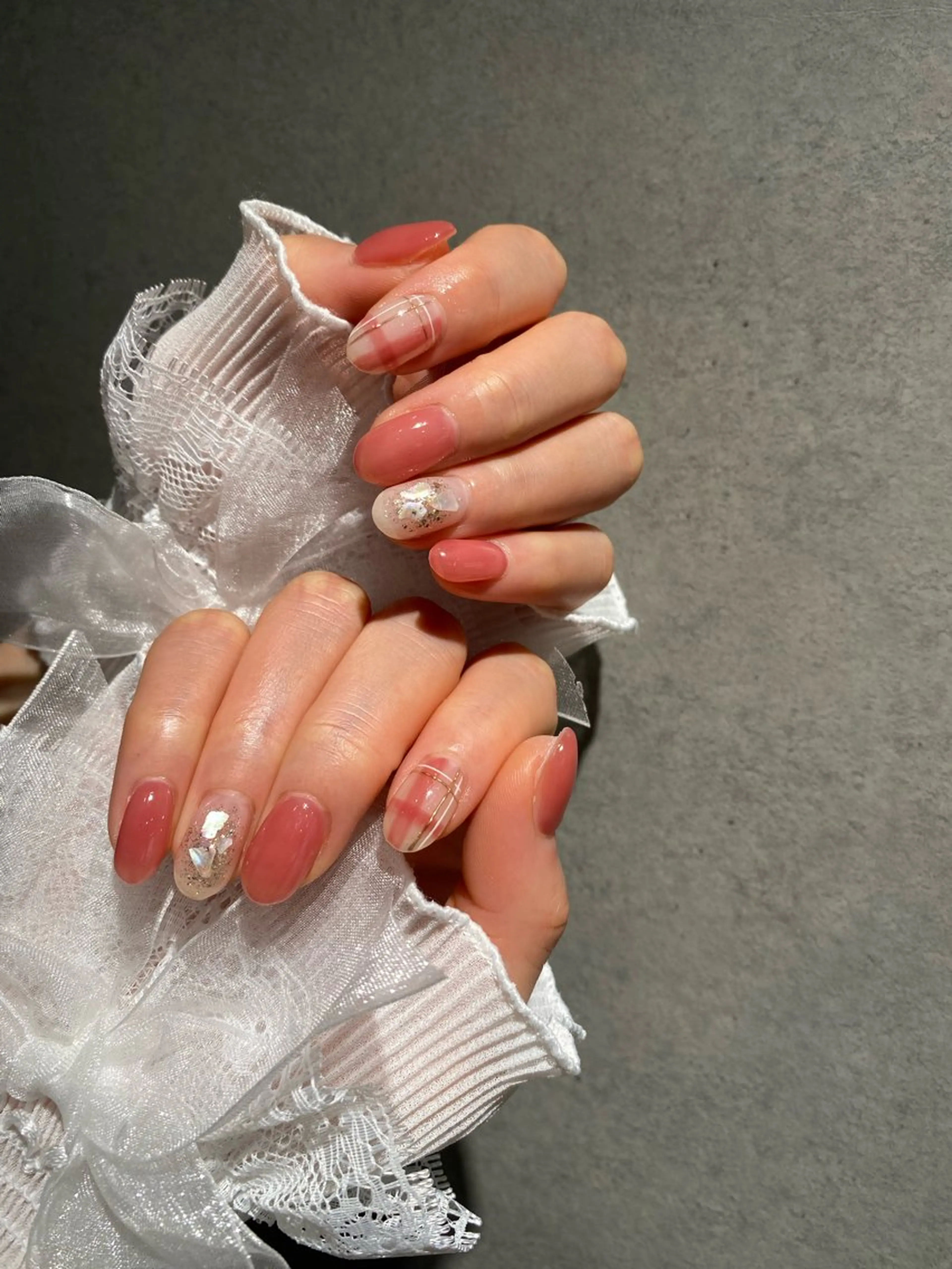 ネイル I-nailロング /ワンホン/キラキラのネイルデザイン