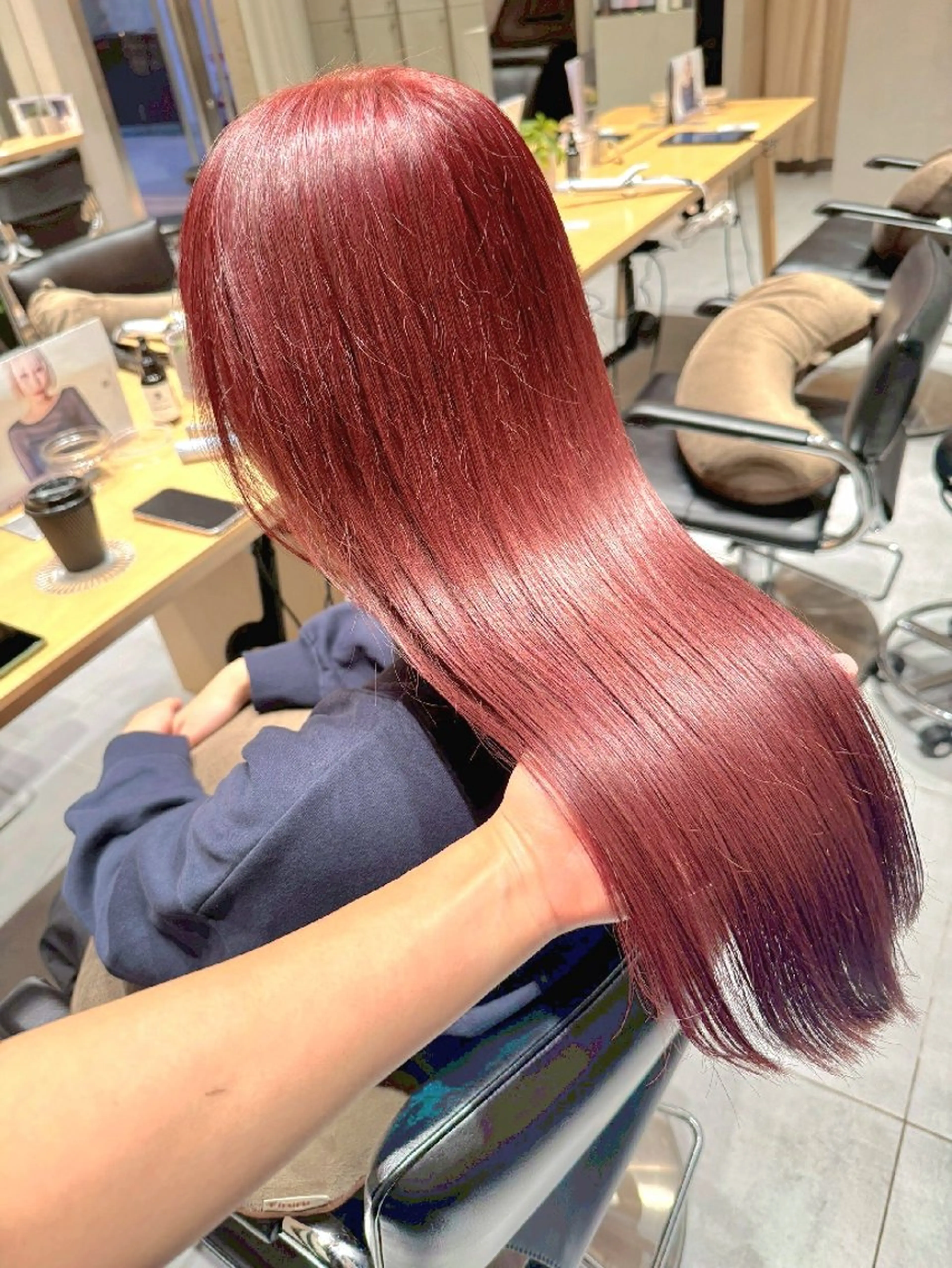 ロング カラー ブリーチ ピンクカラー ローズカラー ヘアカラー あかり/ 艶カラー/メンズのヘアスタイル