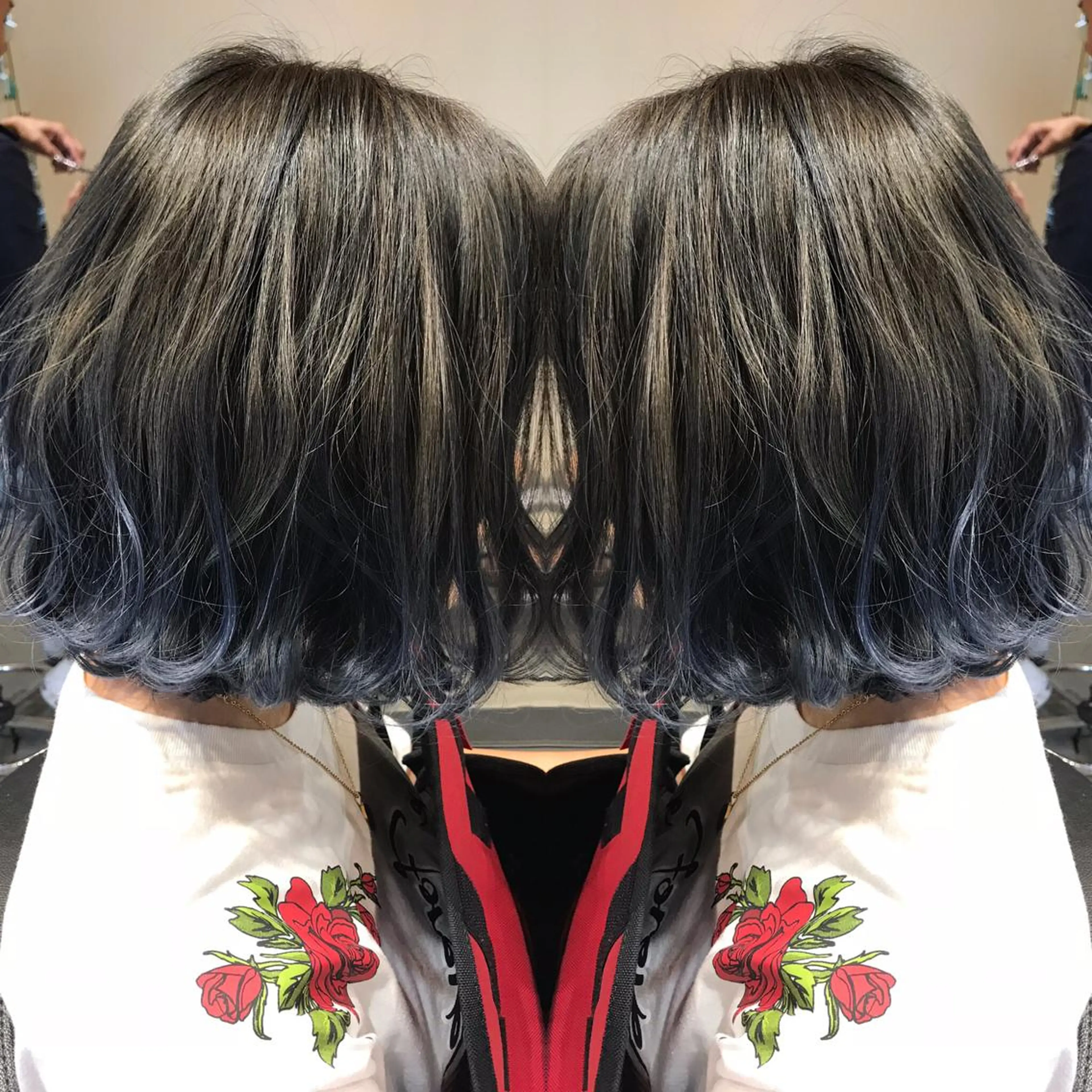 ショート カラー アクアカラー ベージュカラー ブリーチ ブルーカラー ヘアカラー 大久保 隆蔵のヘアスタイル