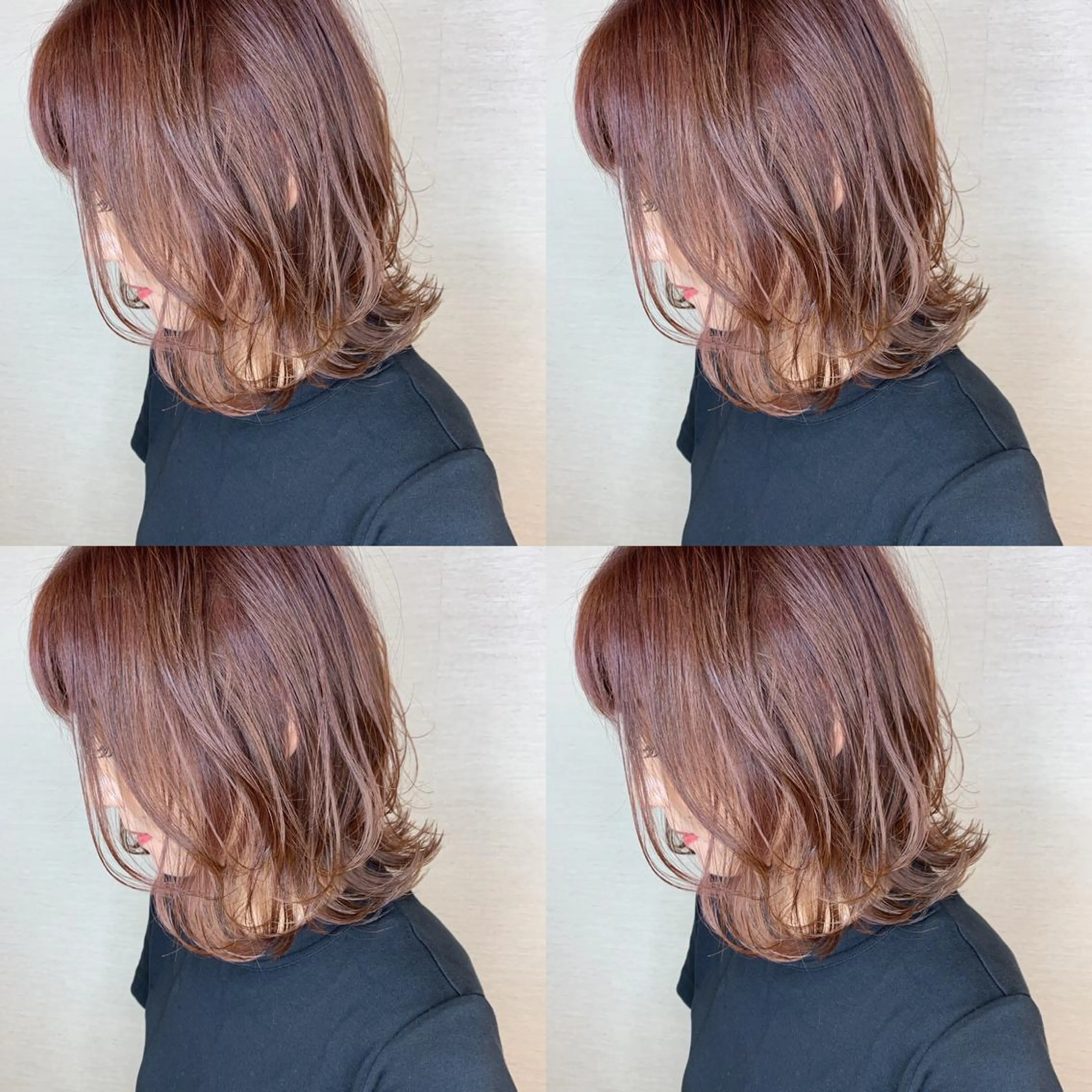 ミディアム カラー 韓国レイヤーカット/ ダブルカラーのヘアスタイル