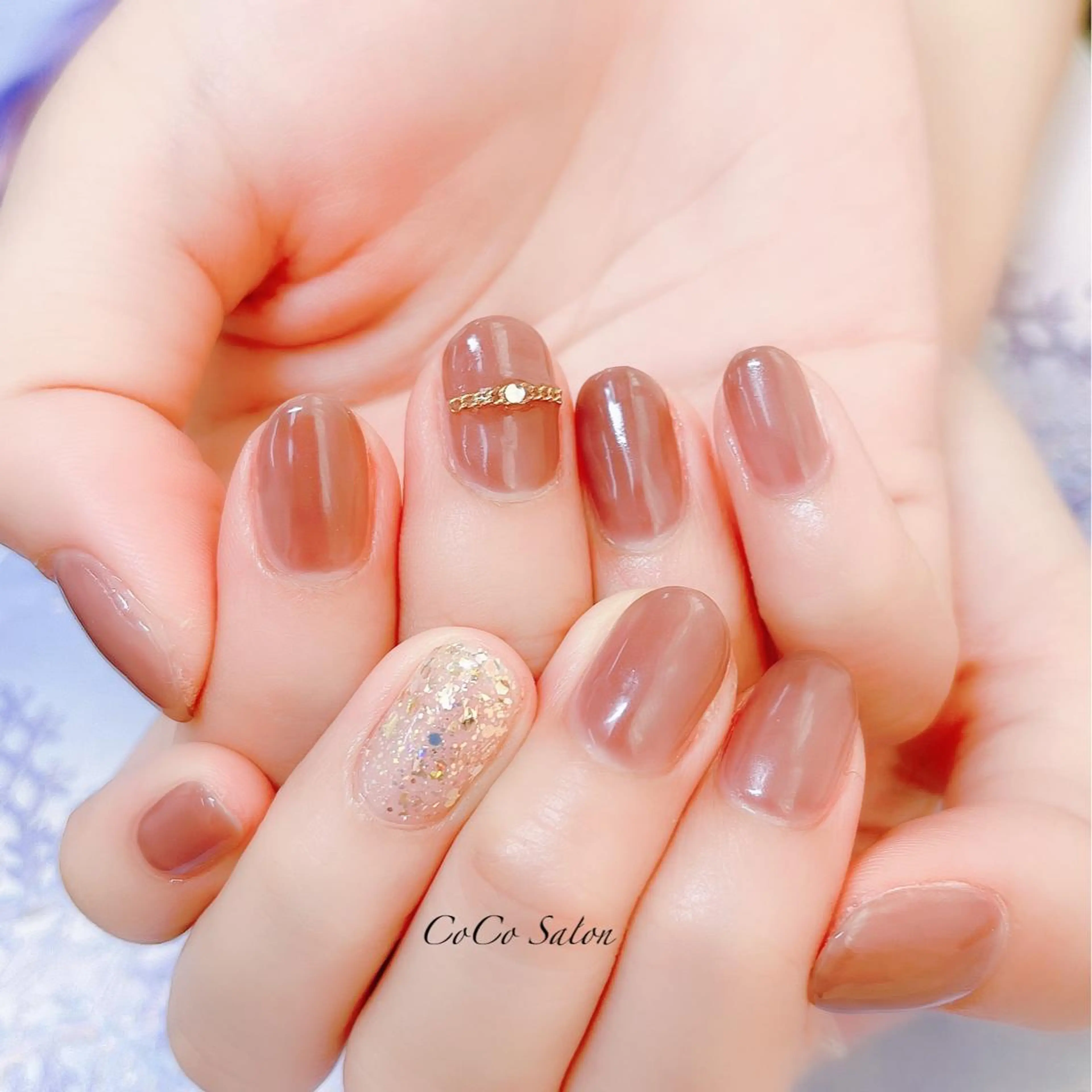 ネイル 長さ出し ジェルネイル ホログラムネイル キラキラネイル オフィスネイル ハンドネイル CoCoSalon ネイル/まつ毛予約のネイルデザイン