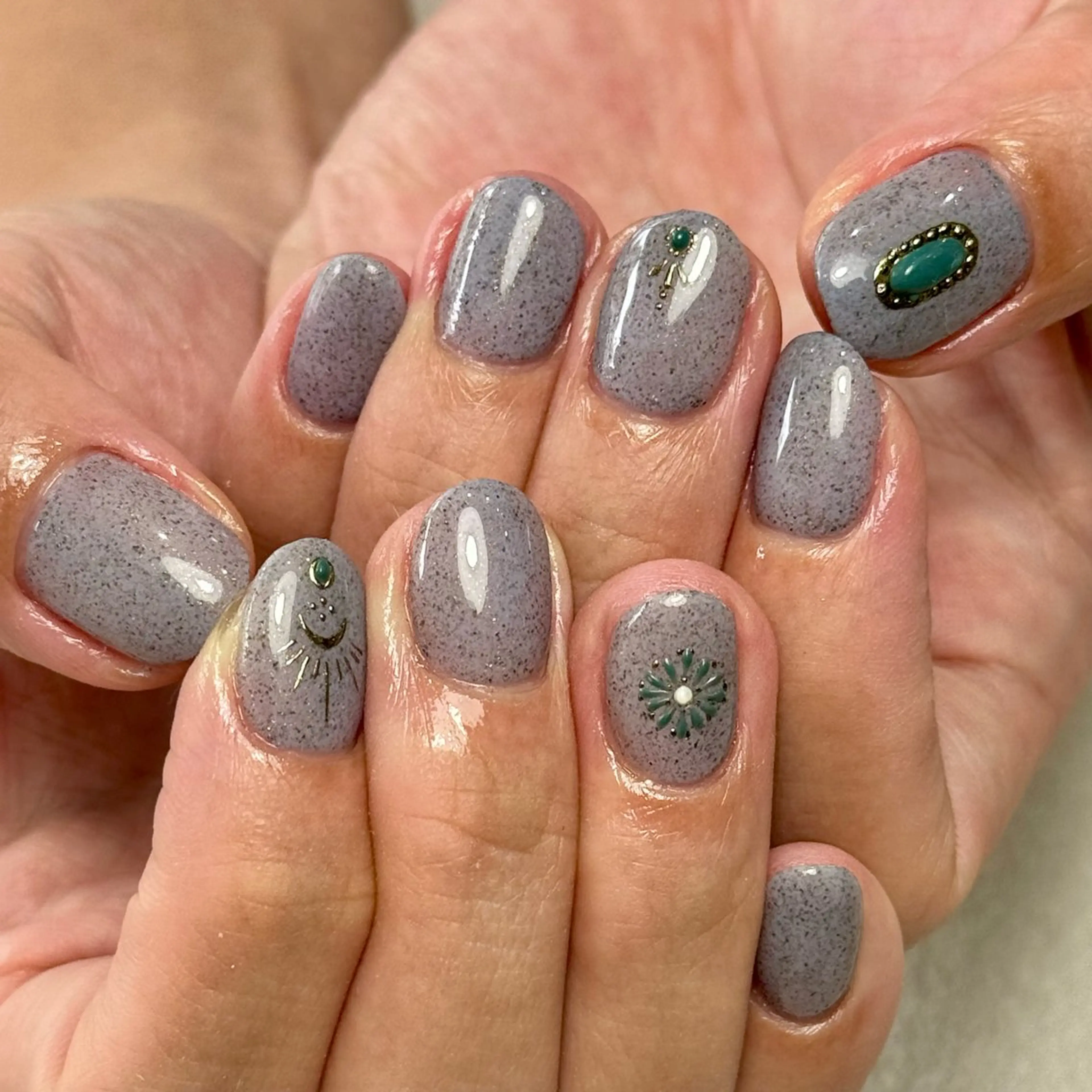 ネイル ブルー ジェルネイル 手描きアート🎨 tama|竹ノ塚のネイルデザイン