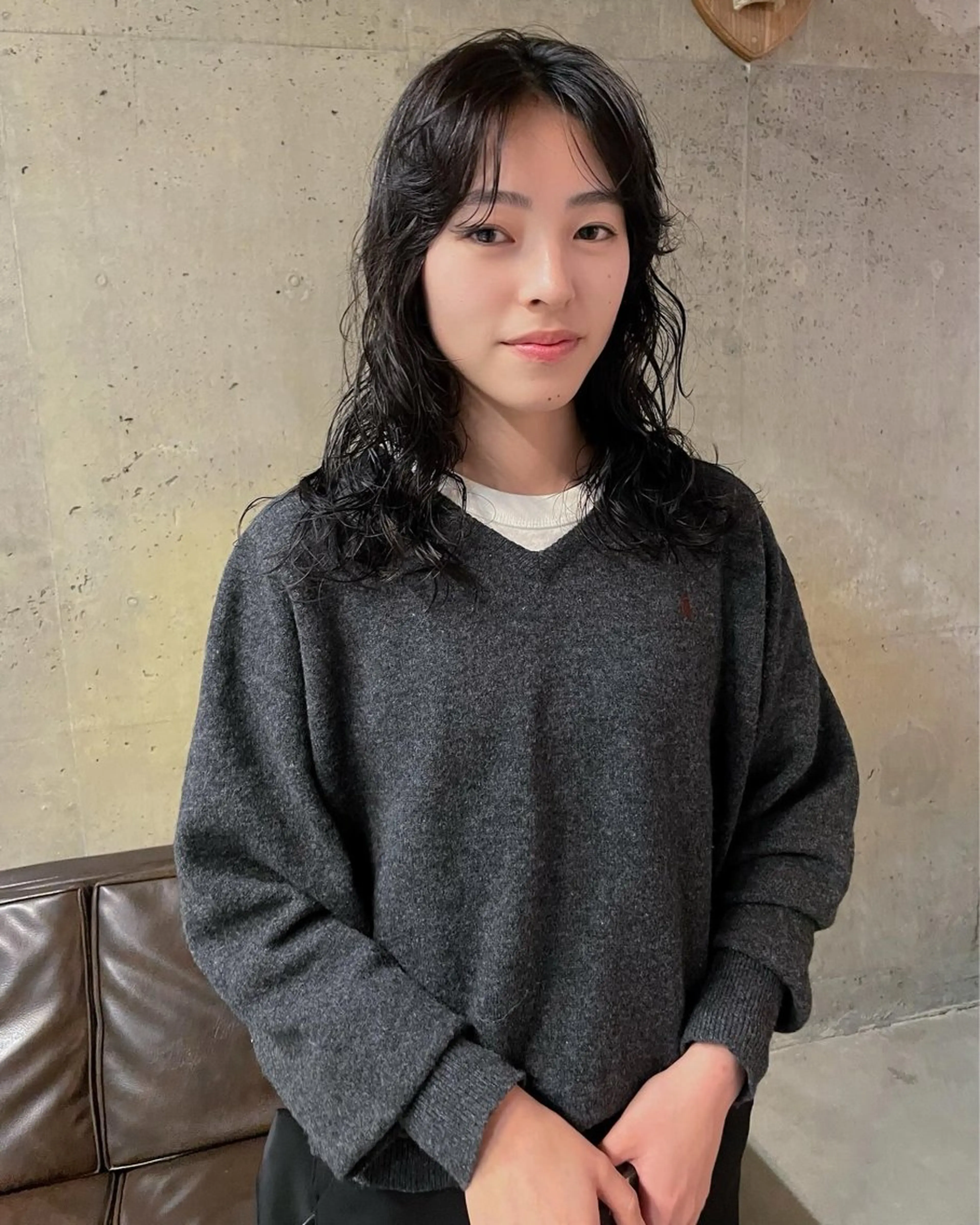 セミロング パーマ パーマ/レイヤー 岩山丈一郎のヘアスタイル