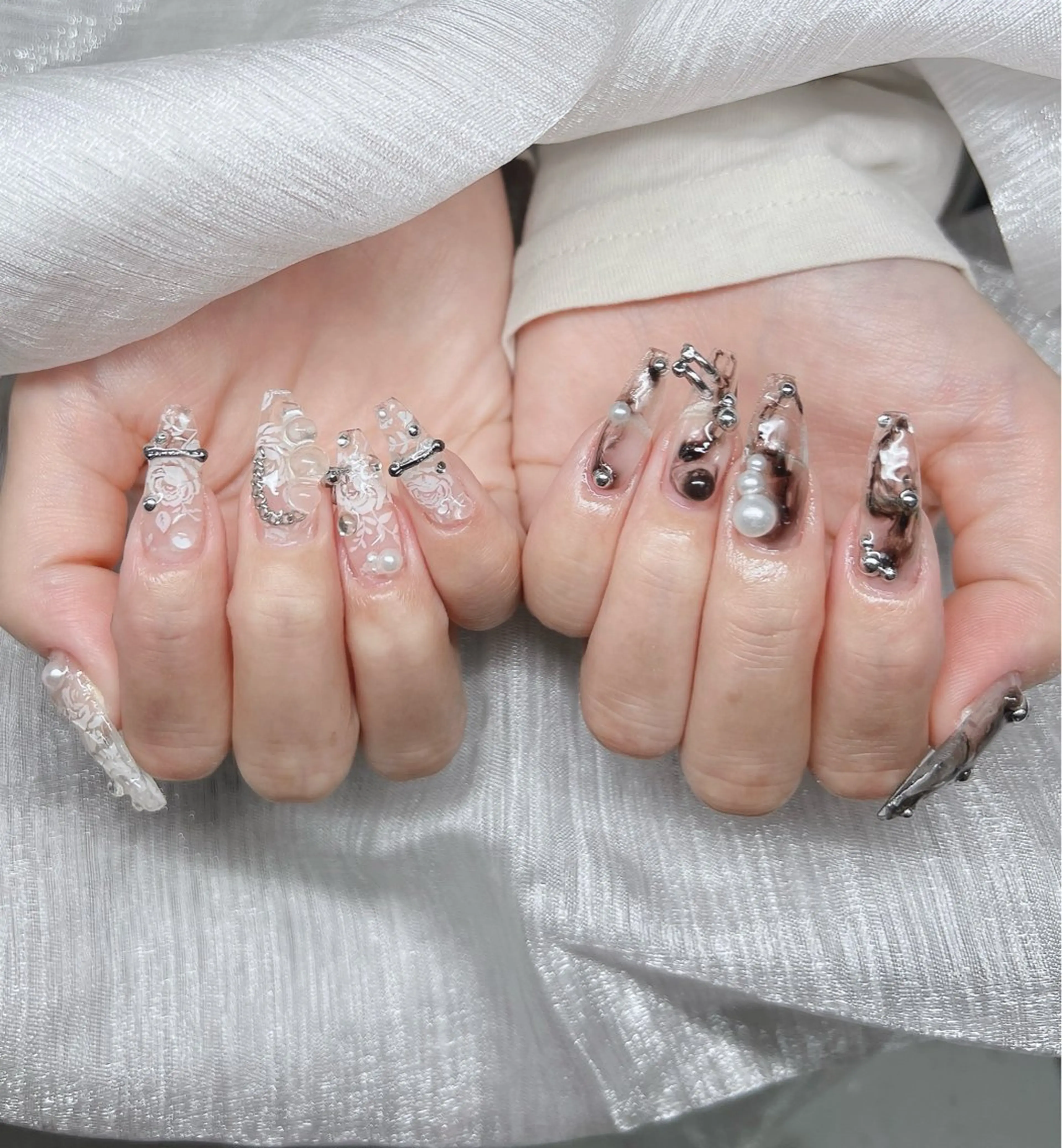 ネイル 長さ出し グラデーション キラキラネイル マグネットネイル ニュアンスネイル ハンドネイル Lee Nails チップ長さだし専門店のネイルデザイン