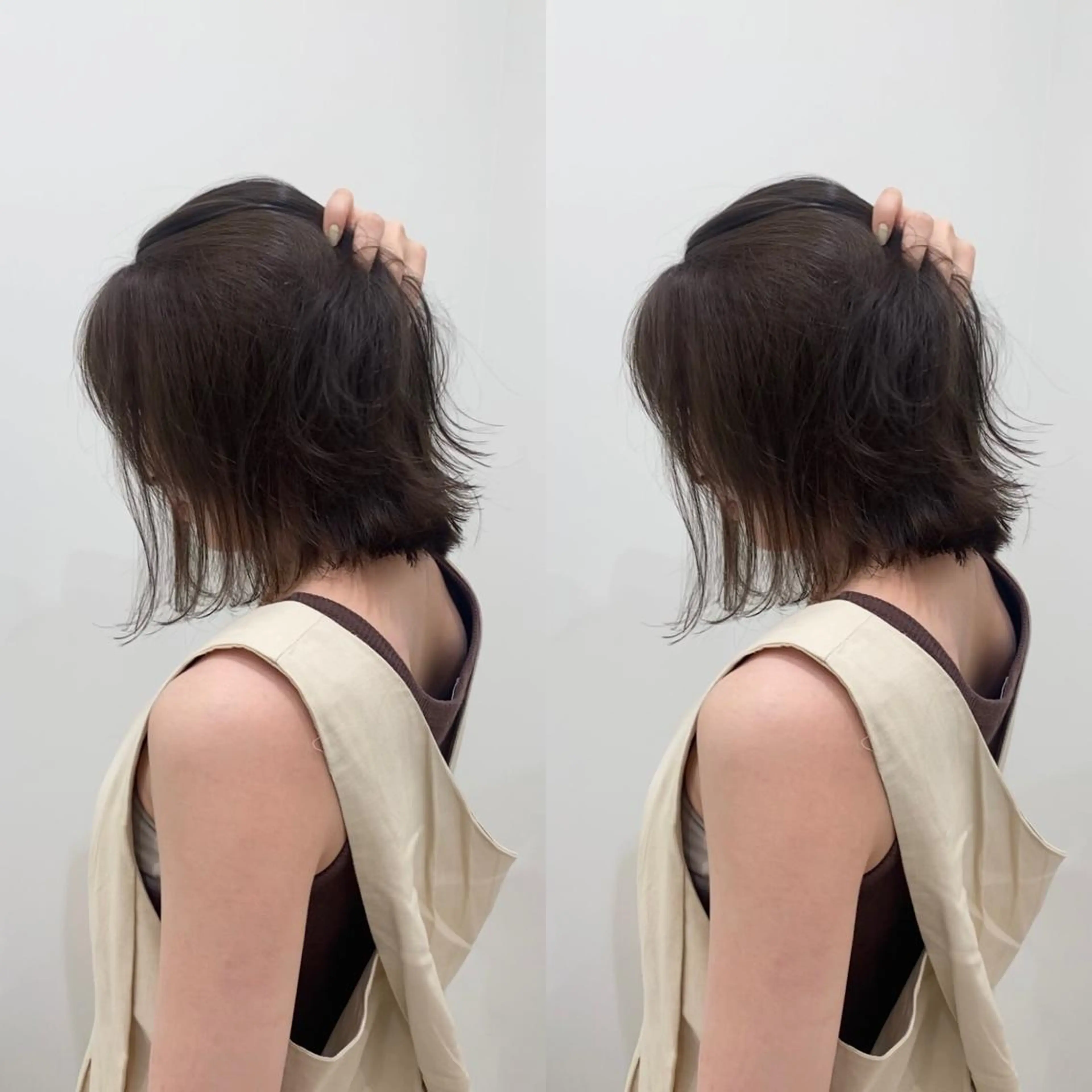 ミディアム カラー ワンレンボブ ショートボブ ブリーチ ハイトーンカラー インナーカラー 🌿レイヤー/ブリー チ/🌿‬JINのヘアスタイル