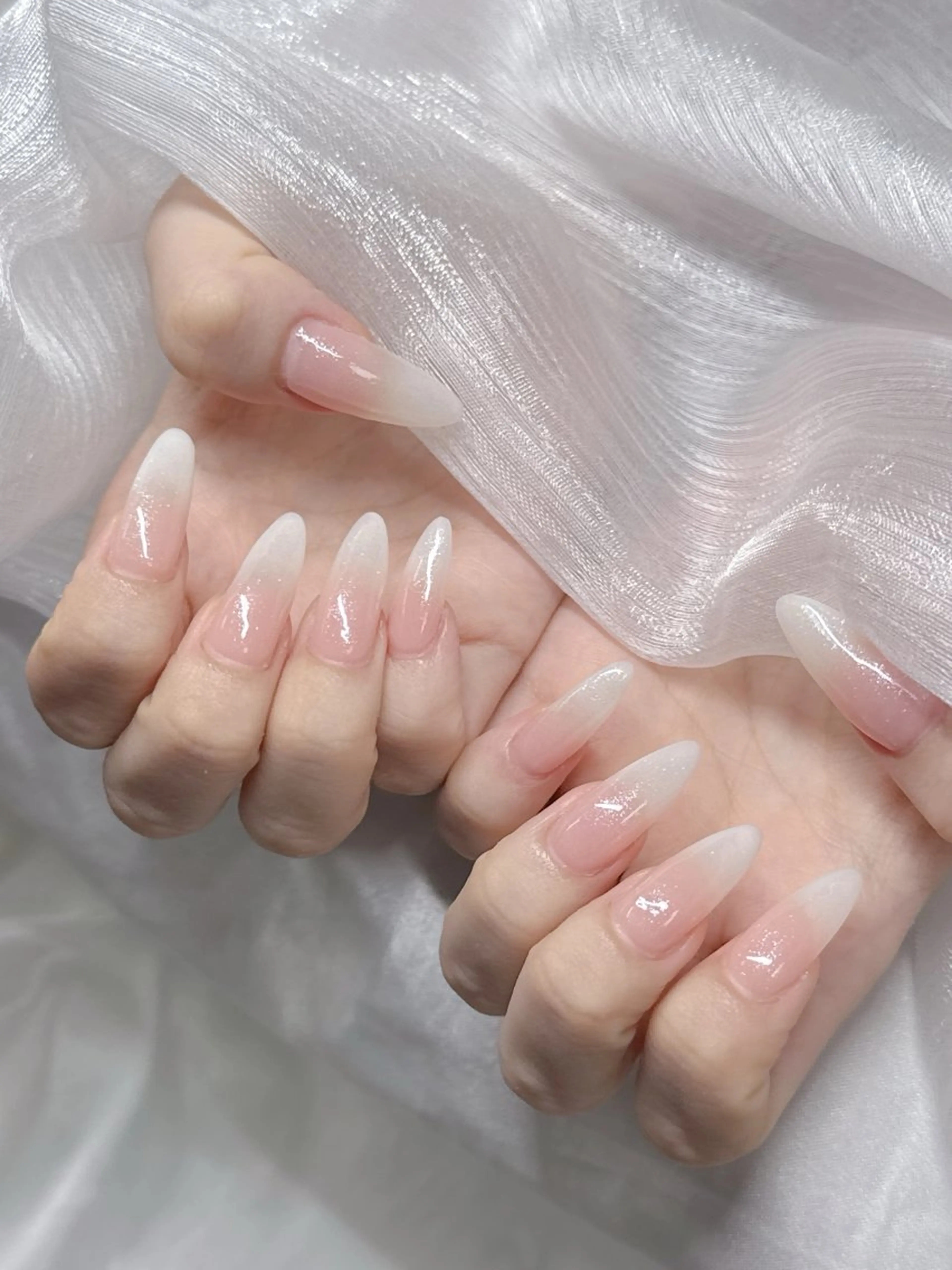 ネイル オーロラネイル チークネイル 長さ出し フットネイル フレンチネイル ハンドネイル Lee Ainのネイルデザイン