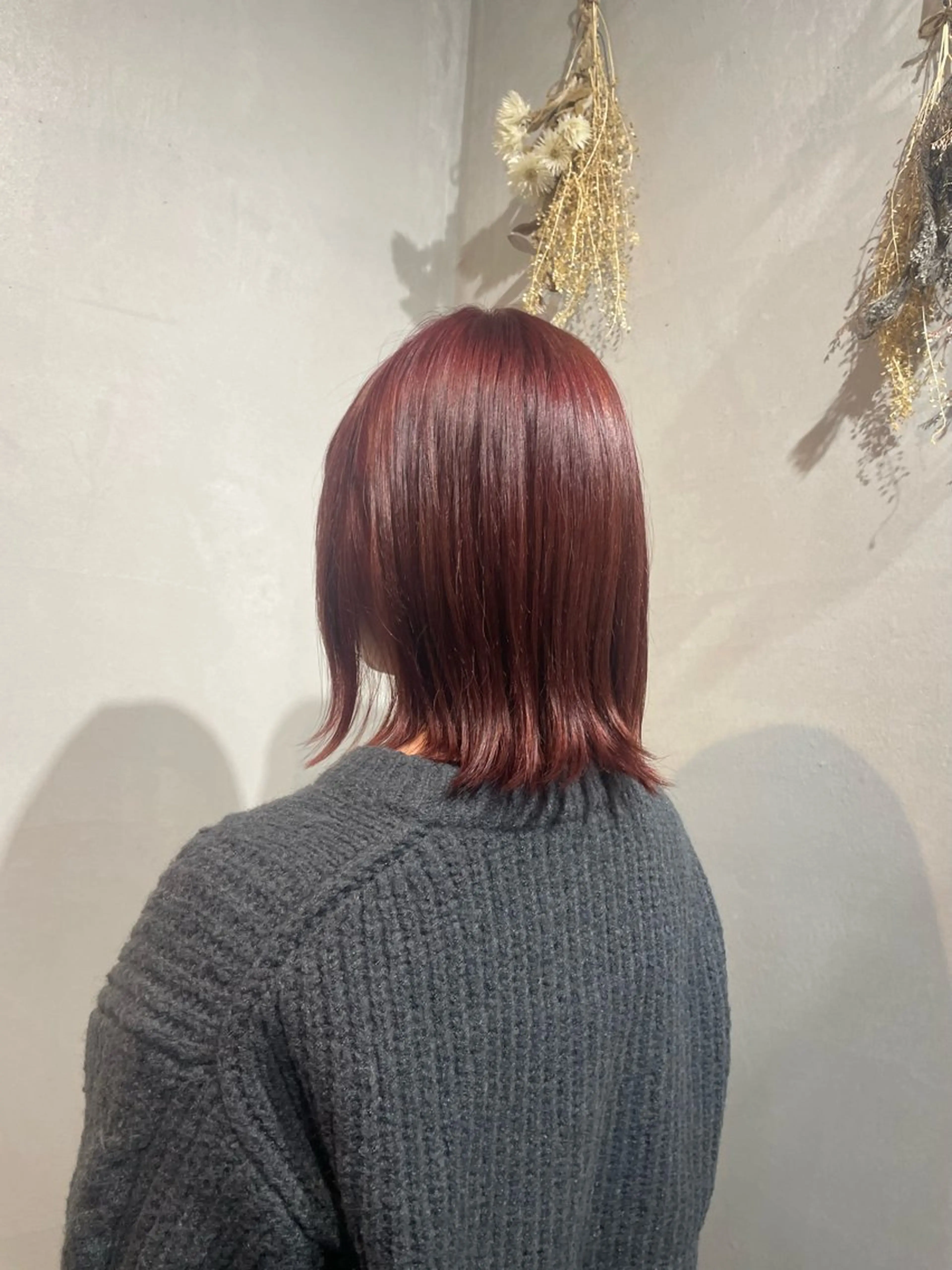 ミディアム カラー ブリーチ ブリーチなしカラー レッドカラー トリートメント ヘアカラー Canon/ インナーカラー/小倉のヘアスタイル