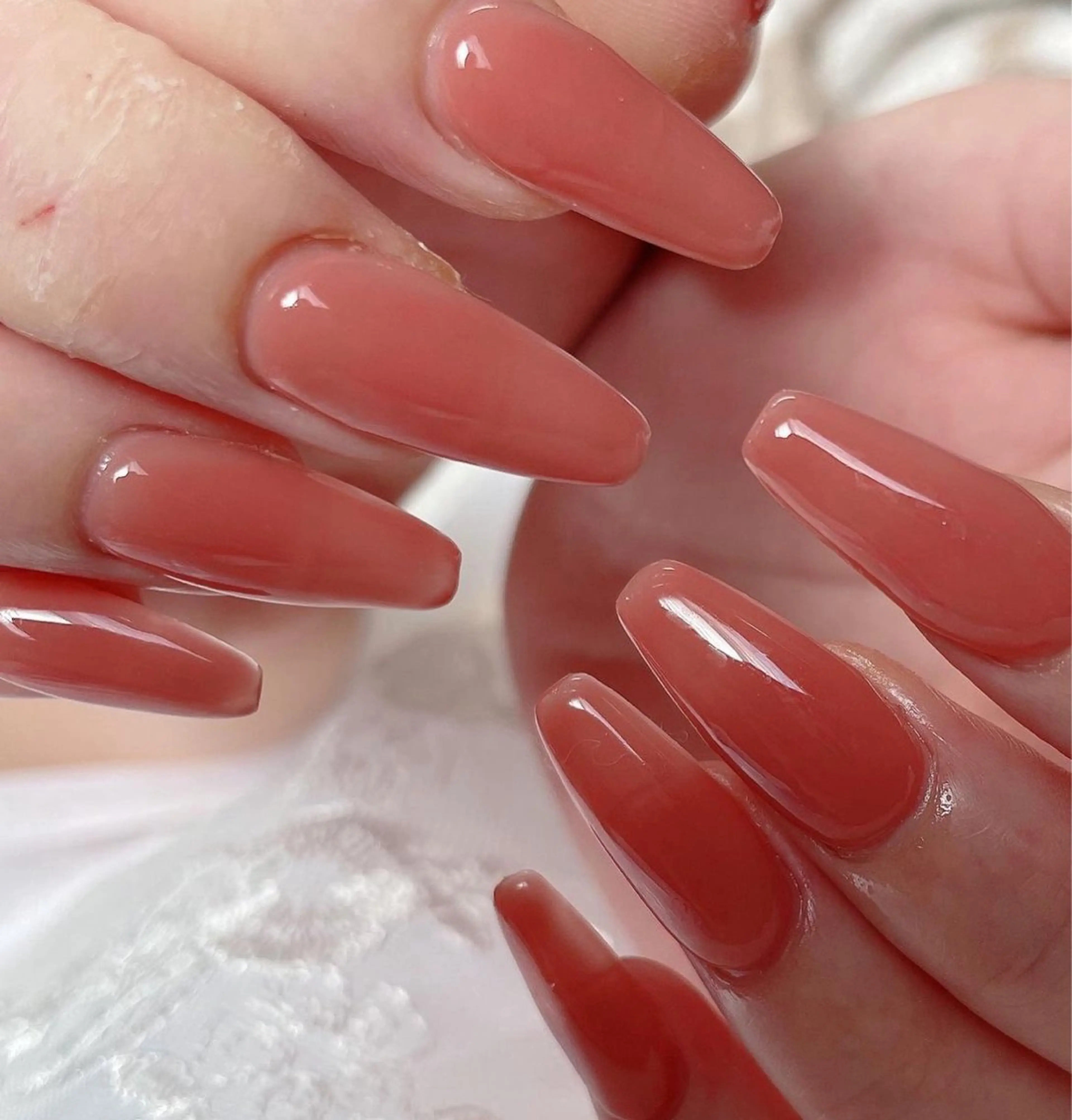 ネイル オーロラネイル チークネイル 長さ出し フラッシュネイル フレンチネイル misun_ nailのネイルデザイン