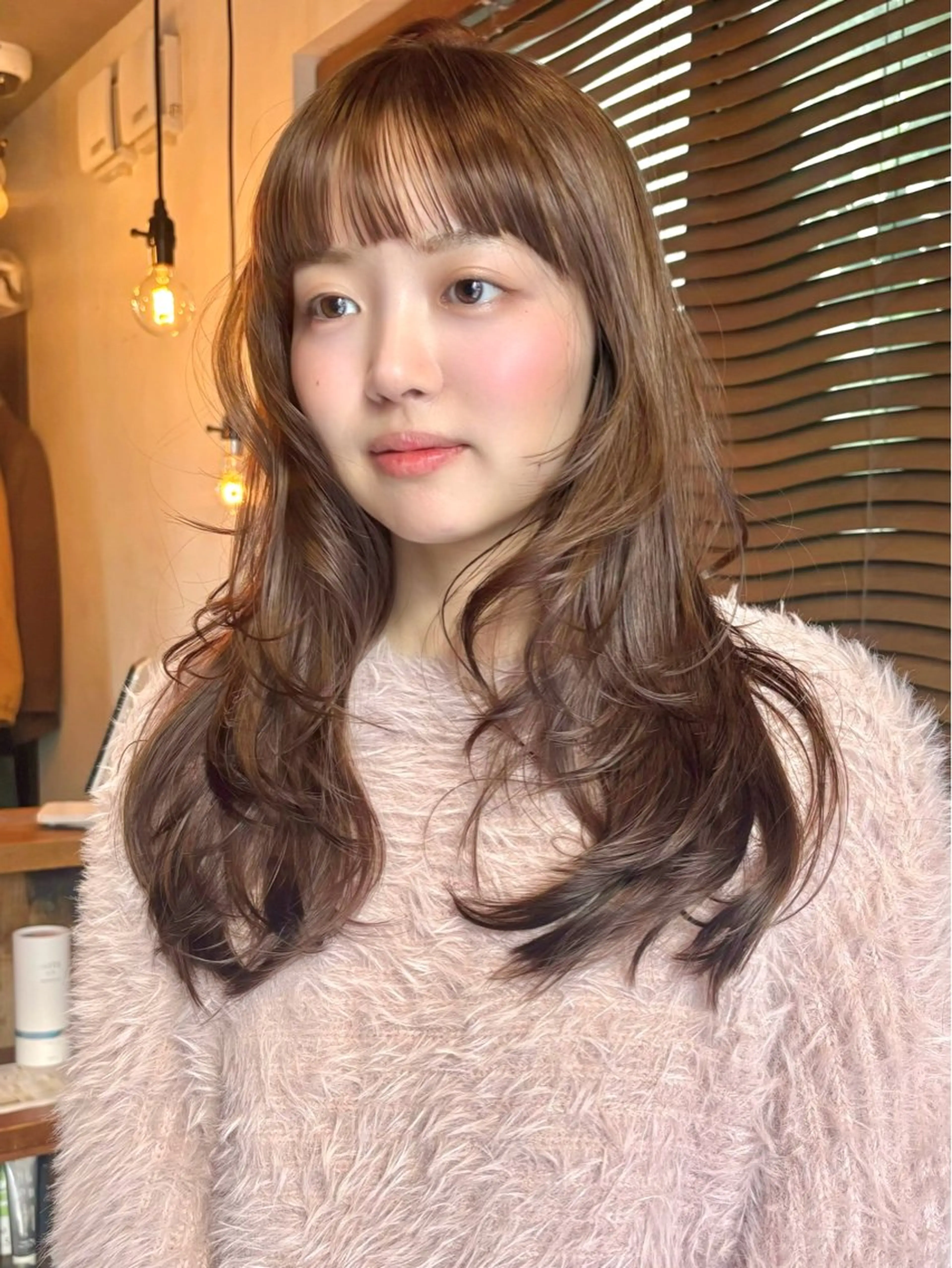 セミロング カラー パーマ カット ヘアカラー レイヤー/透明感/ ブリーチなし/わかなのヘアスタイル