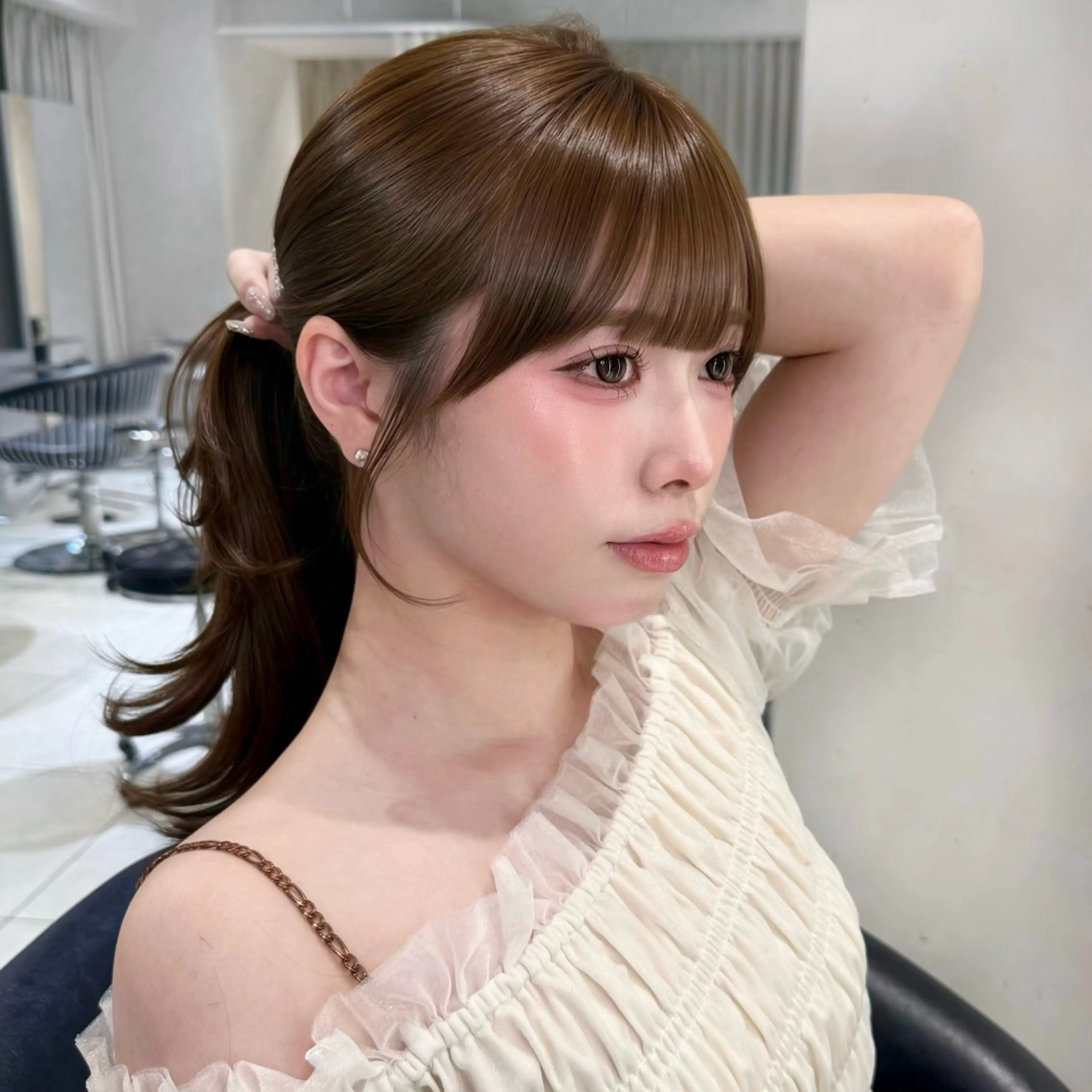 ロング カラー ベージュカラー モカベージュ 顔周りカット カット ヘアカラー トリートメント 韓国ヘア×艶髪🎀 池袋/Rina🩶のヘアスタイル