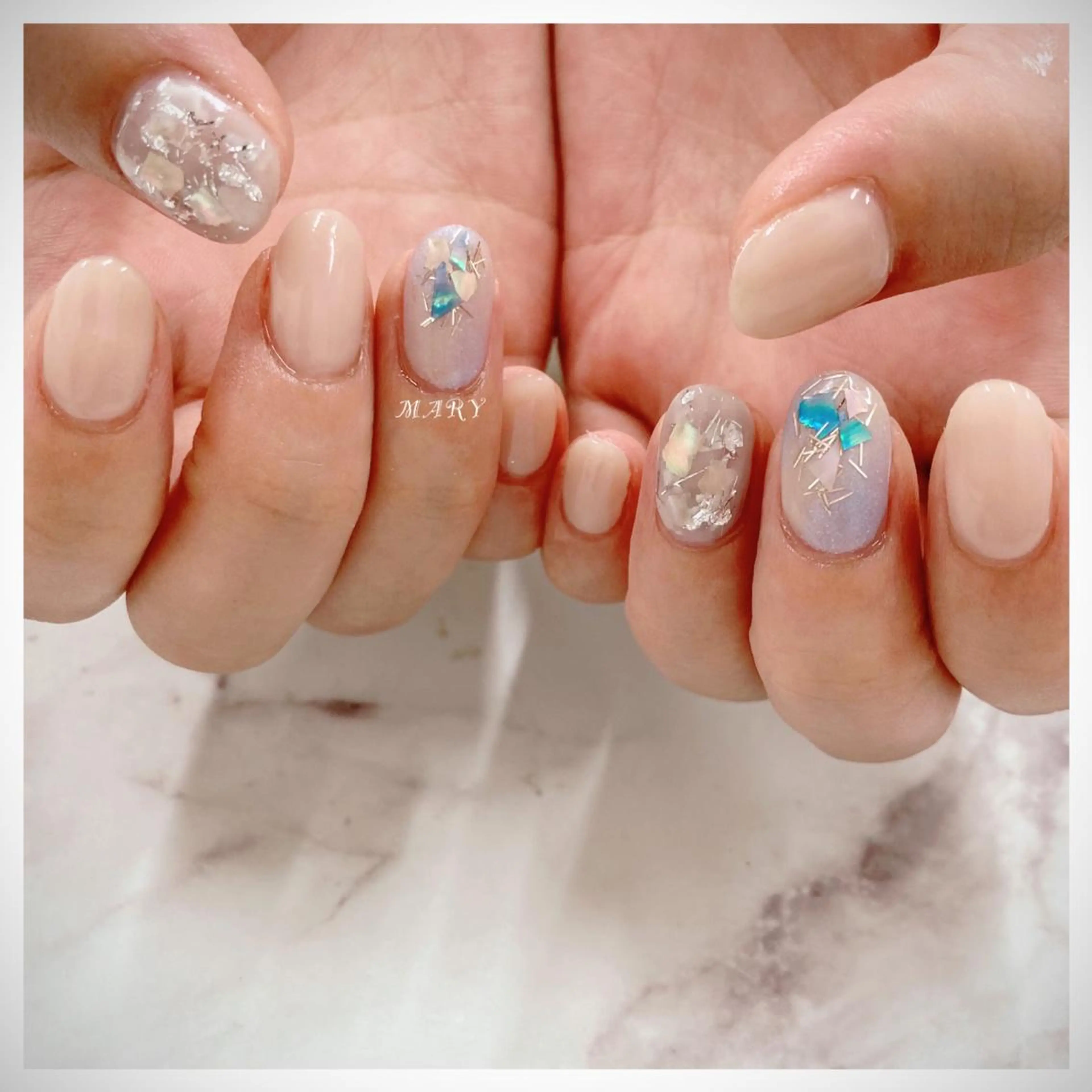 ネイル キラキラネイル ニュアンスネイル ワンカラーネイル 夏ネイル ハンドネイル Mary nail .narumiのネイルデザイン