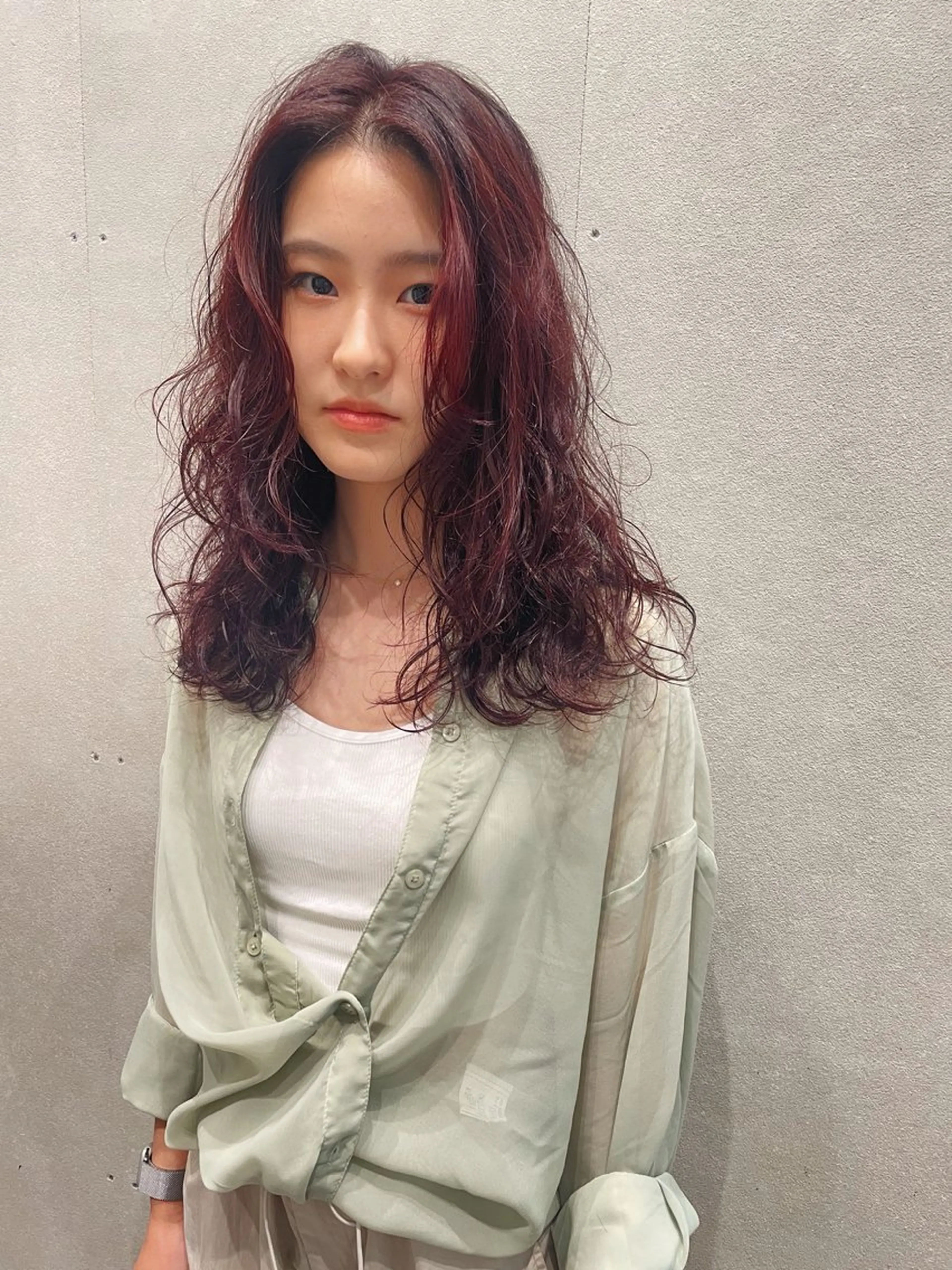 ミディアム カラー ボルドーカラー カット ヘアカラー トリートメント センスをお届けします 大谷将生infpのヘアスタイル