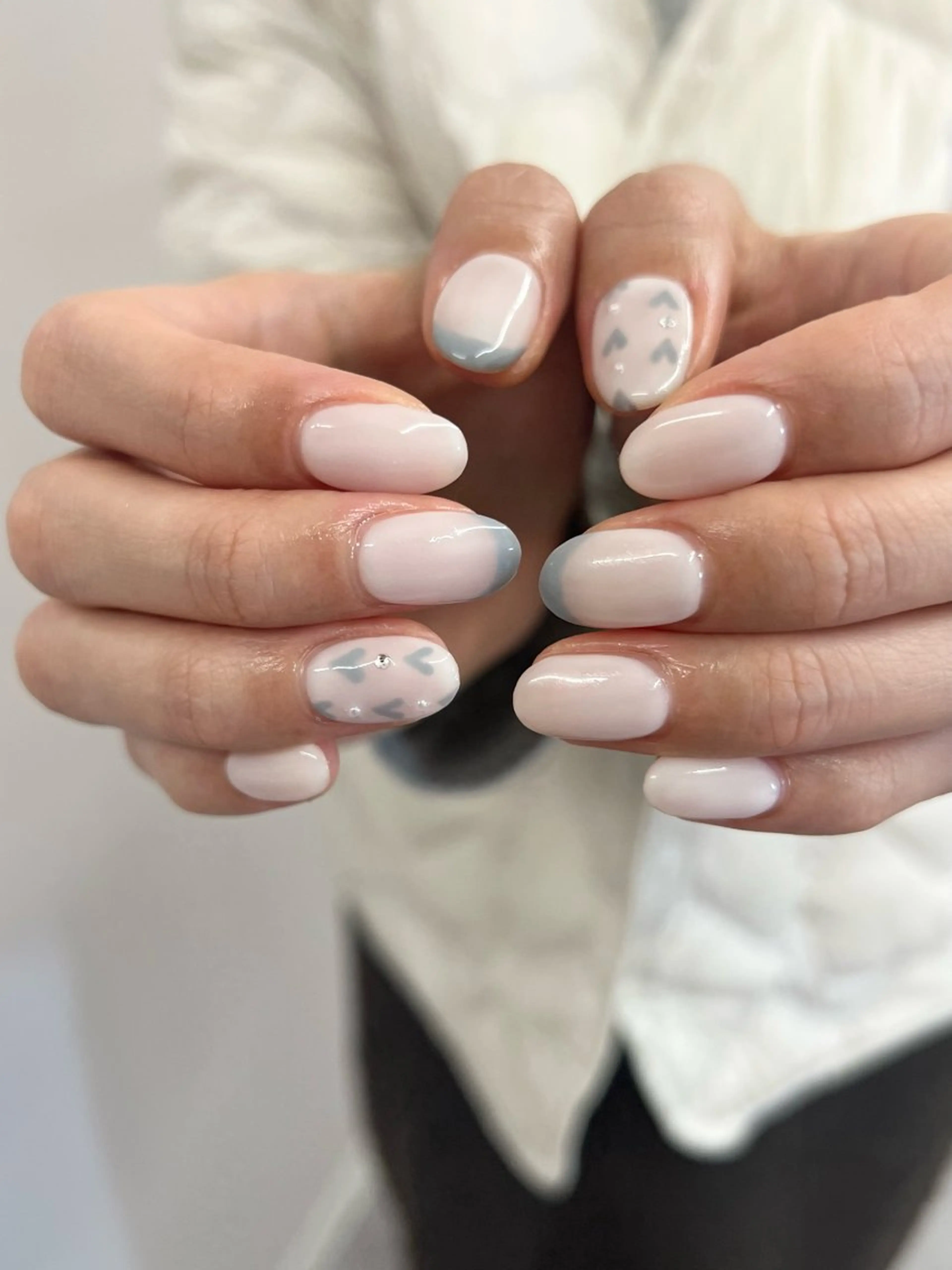 ネイル フレンチネイル ジェルネイル ハート マグネットネイル ニュアンスネイル ハンドネイル ハンドケア Bana_ Nailのネイルデザイン