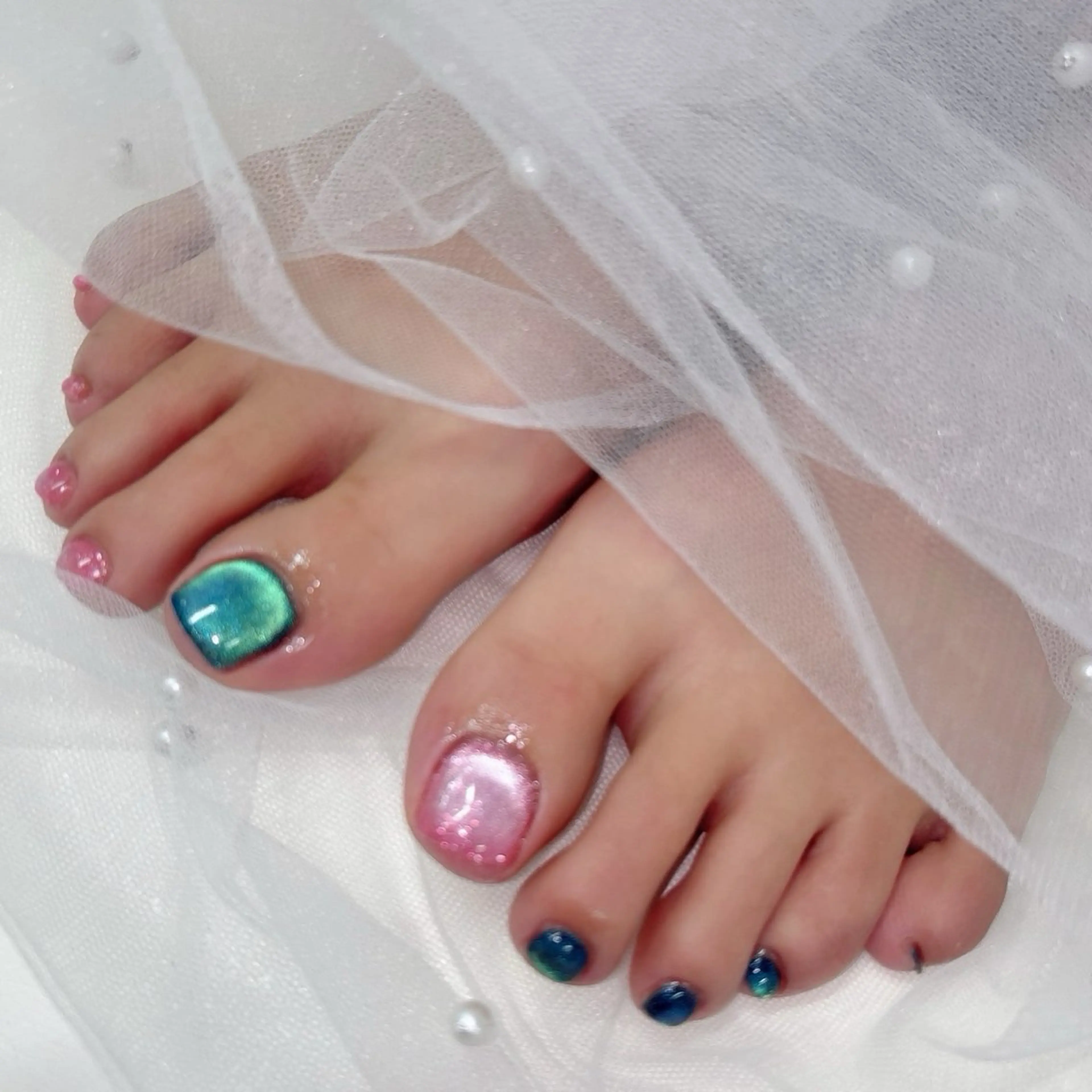 👣フットネイル♡マグネットワンカラー👣春限定✨￥6000の写真