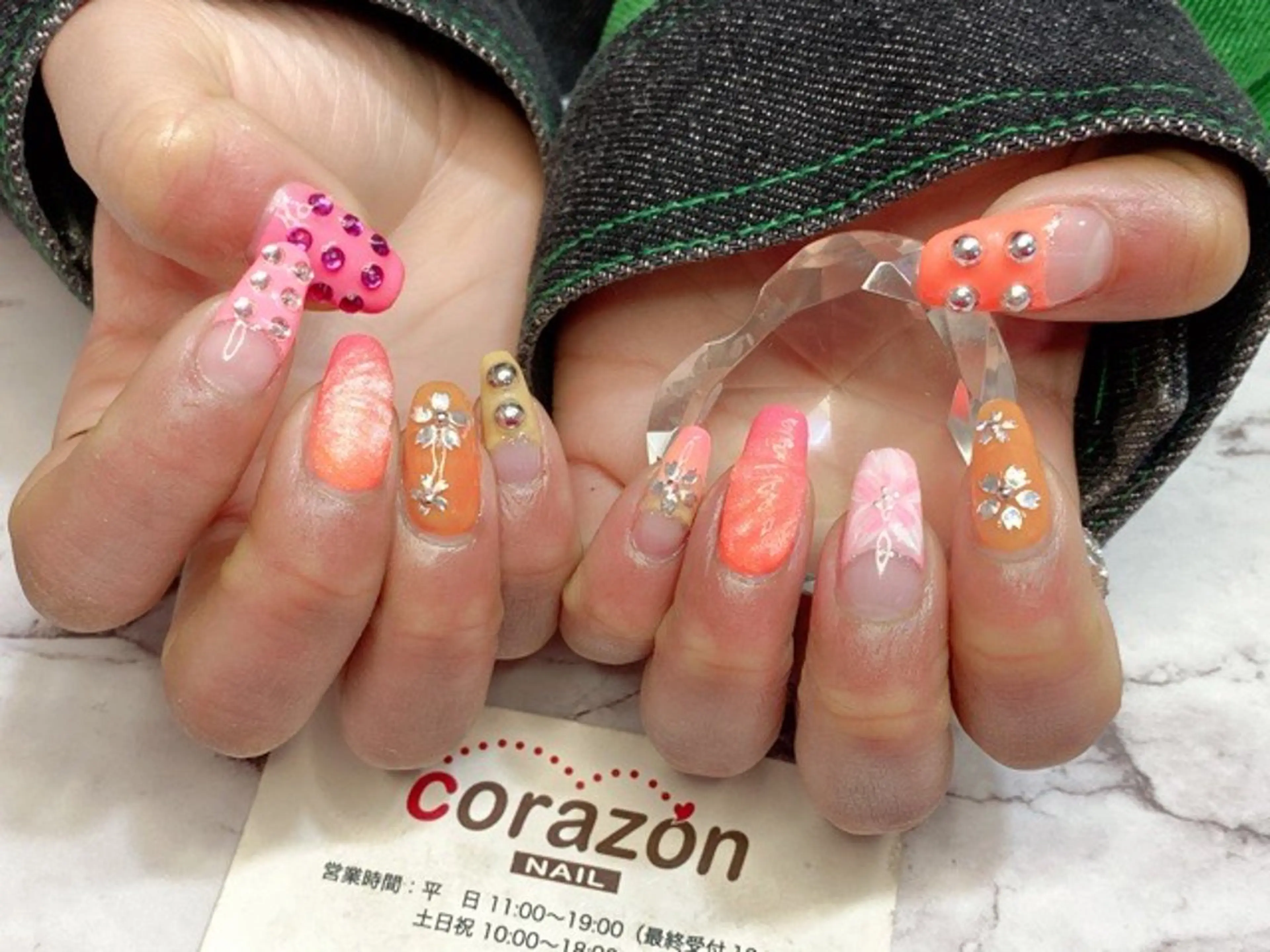 ネイル アートネイル 桜ネイル フレンチネイル ワンカラーネイル ストーンネイル ネイリスト aicoのネイルデザイン