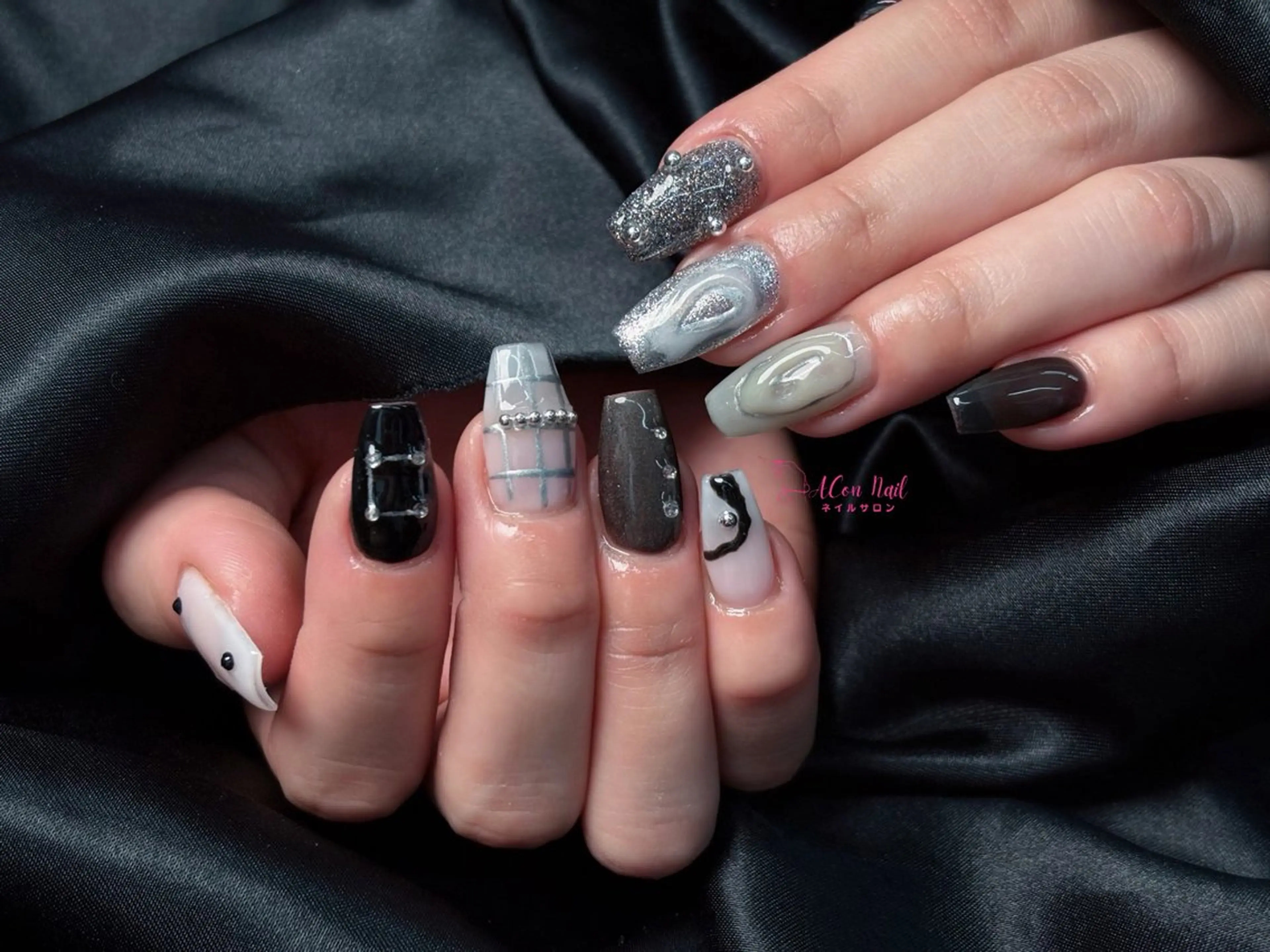 ネイル 桜ネイル 長さ出し フラワーネイル フレンチネイル ジェルネイル ハンドネイル ACon NailSalonのネイルデザイン