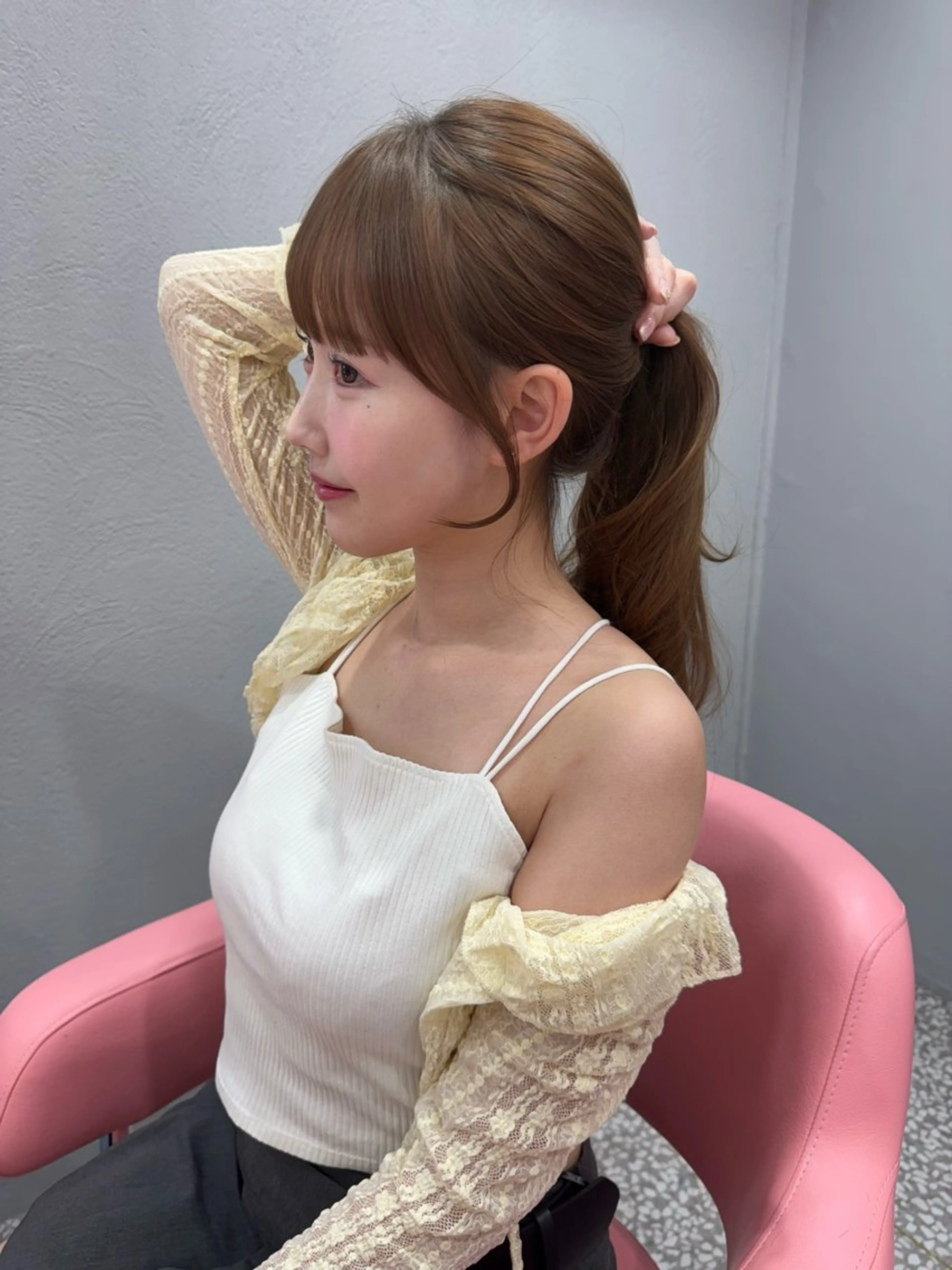 セミロング 顔周りカット 韓国風ヘア レイヤーカット 似合わせカット 小顔カット カット ヘアカラー 顔周り/透明感カラー REINA𓍯のヘアスタイル