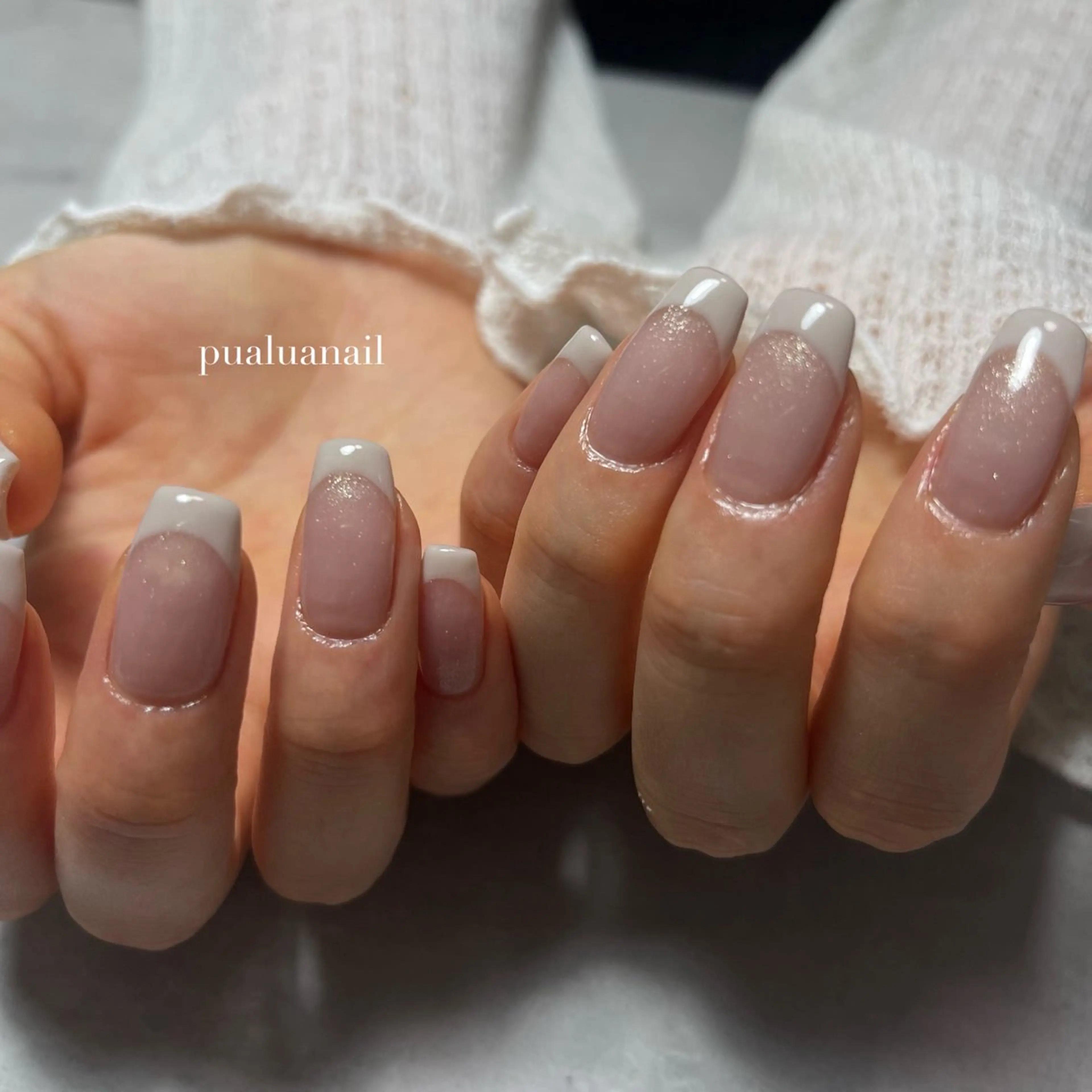 ネイル フレンチネイル キラキラネイル ハンドネイル pualua miharuのネイルデザイン