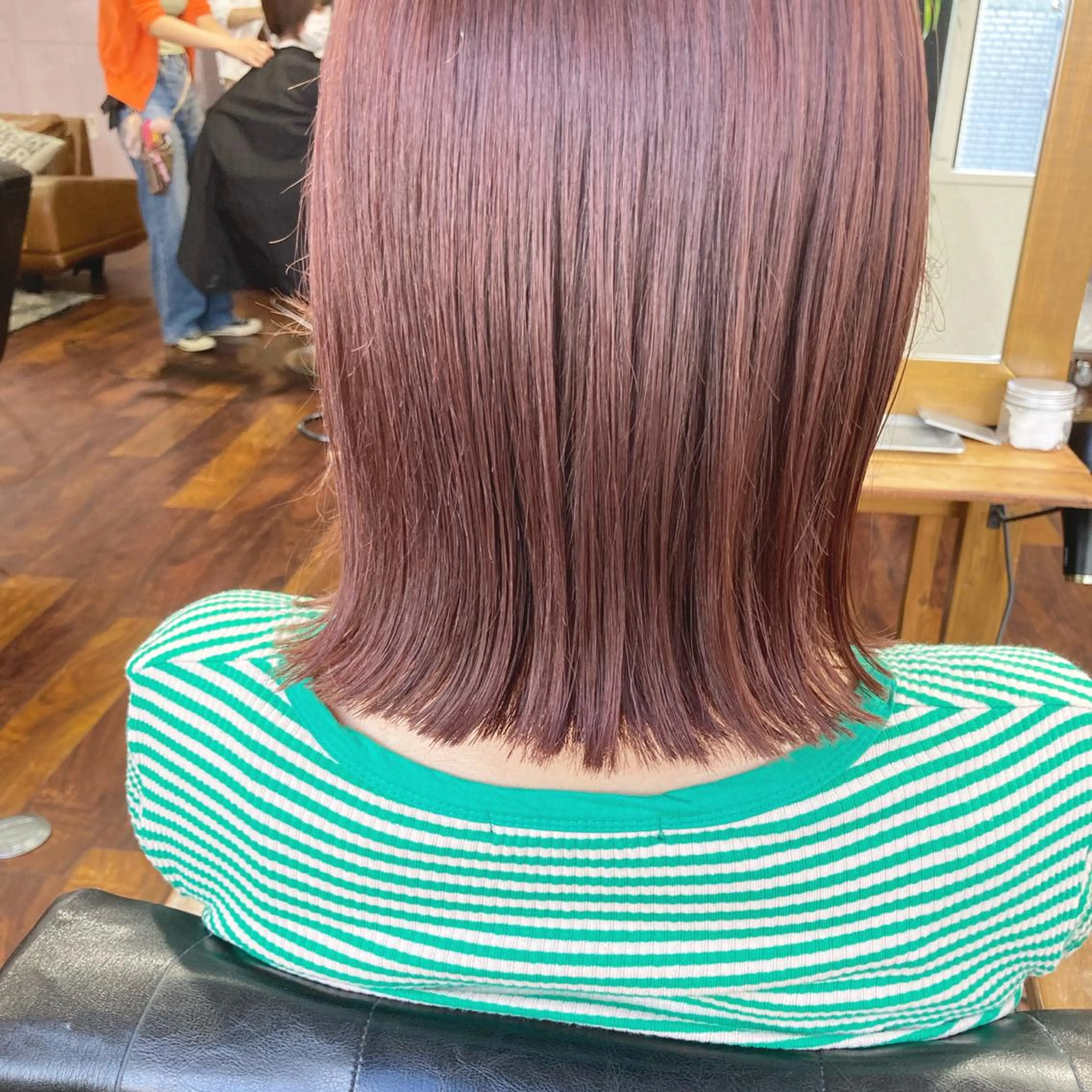 ミディアム カラー ピンクカラー カット ヘアカラー トリートメント 小木曽智美 /ボブ/ショートのヘアスタイル