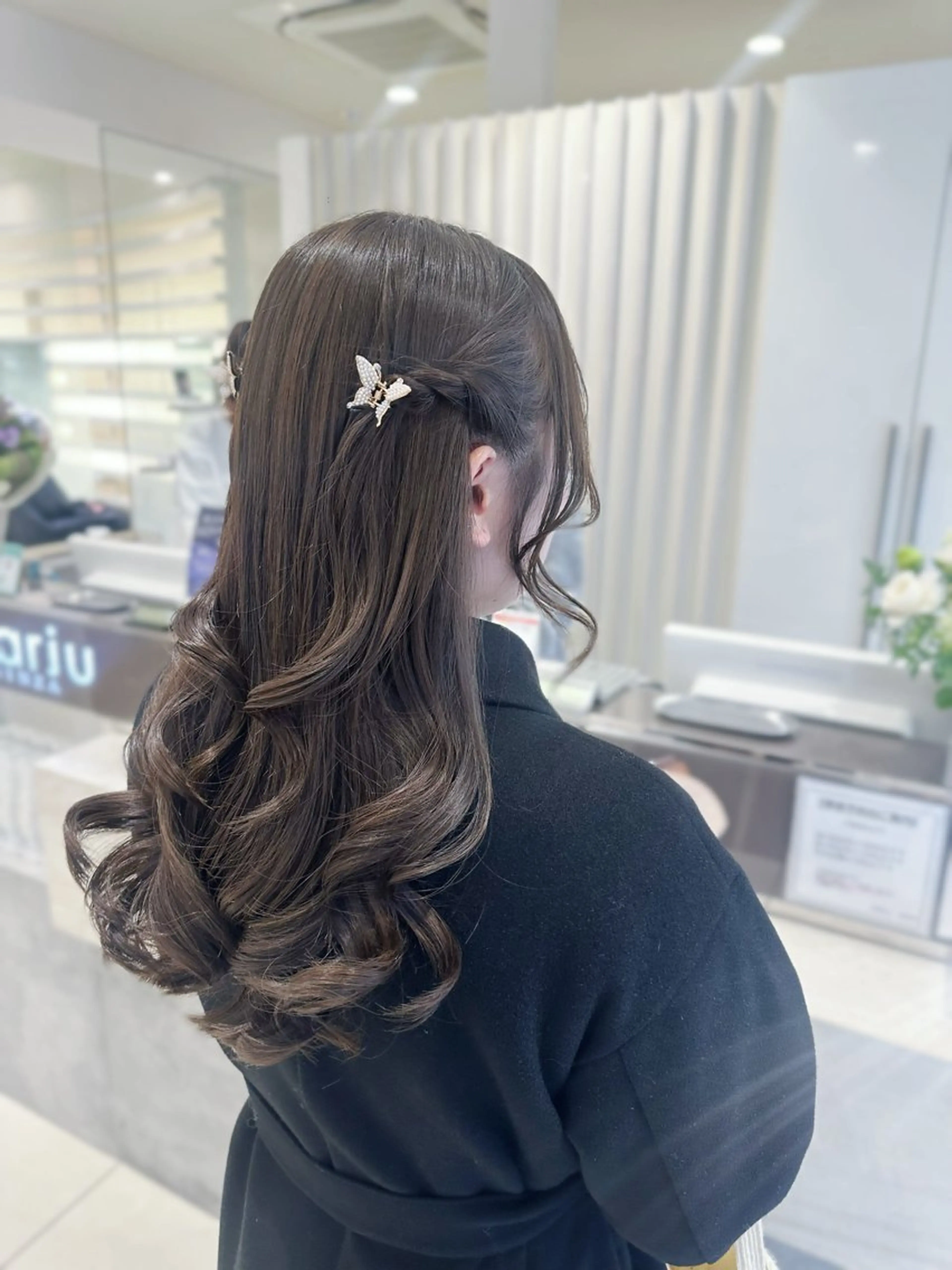 ロング カラー 縮毛矯正 トリートメント 銀座レイヤーカット ×シースルー前髪のヘアスタイル